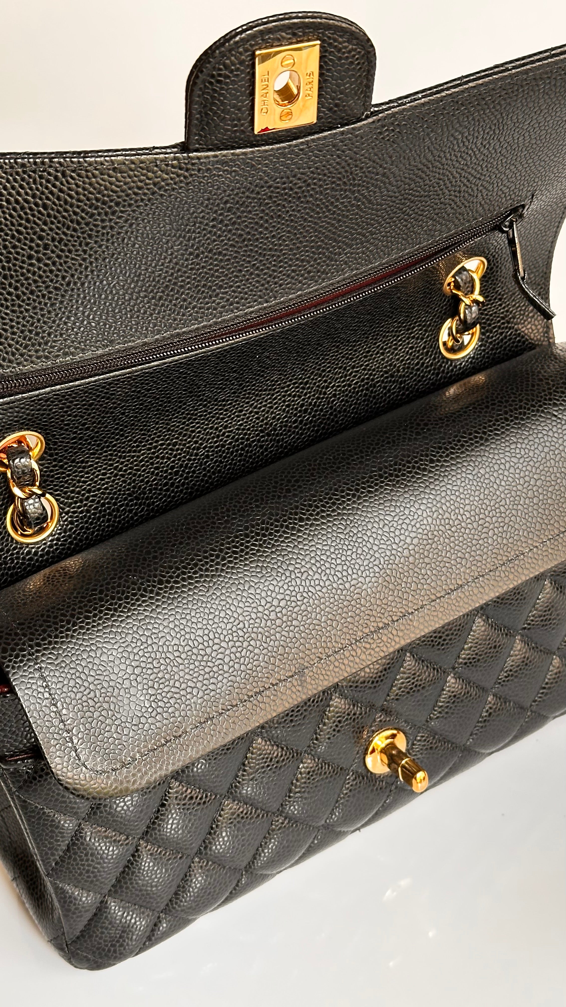 2022 Chanel Timeless Classic Medium Double Flap Black Caviar GHW