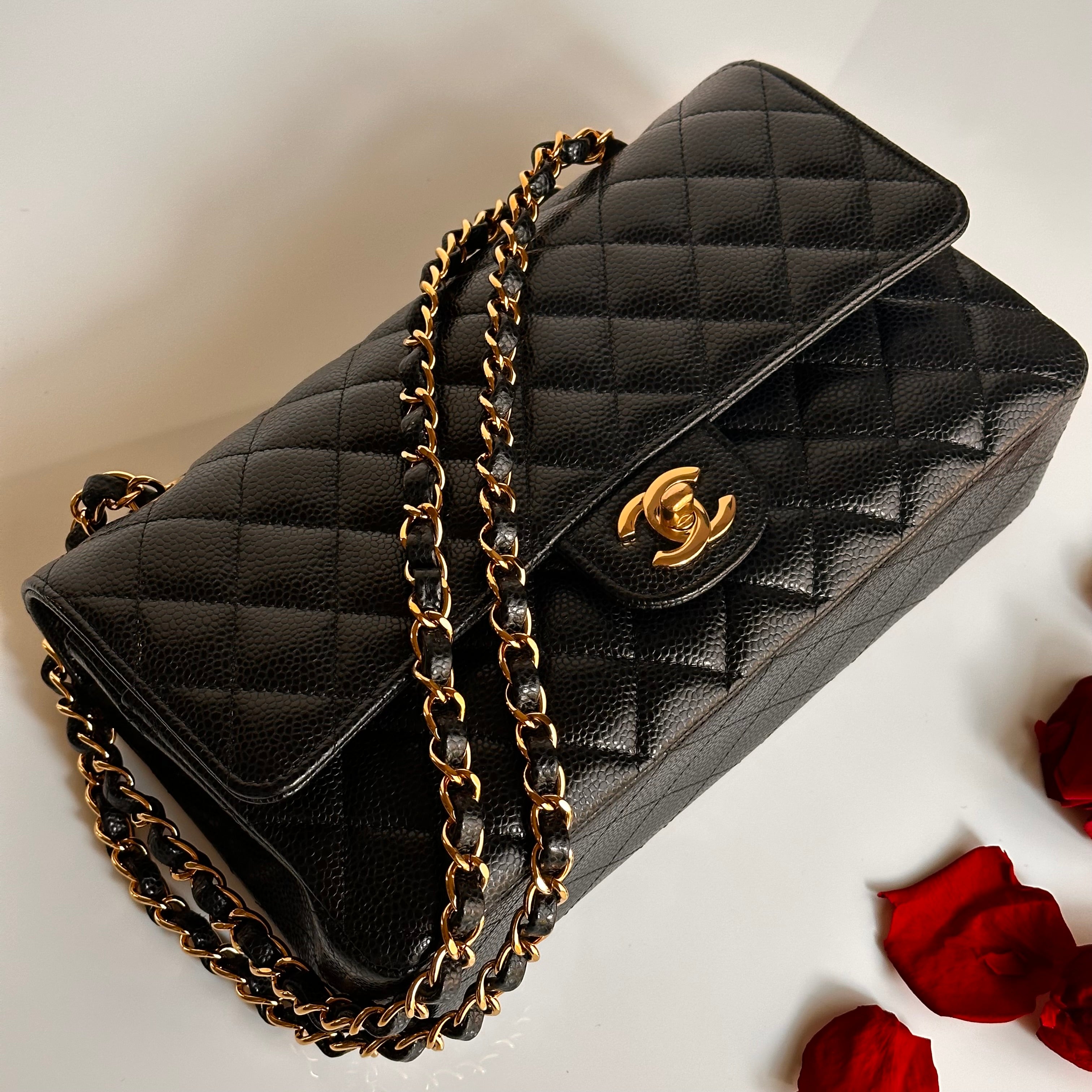 2022 Chanel Timeless Classic Medium Double Flap Black Caviar GHW