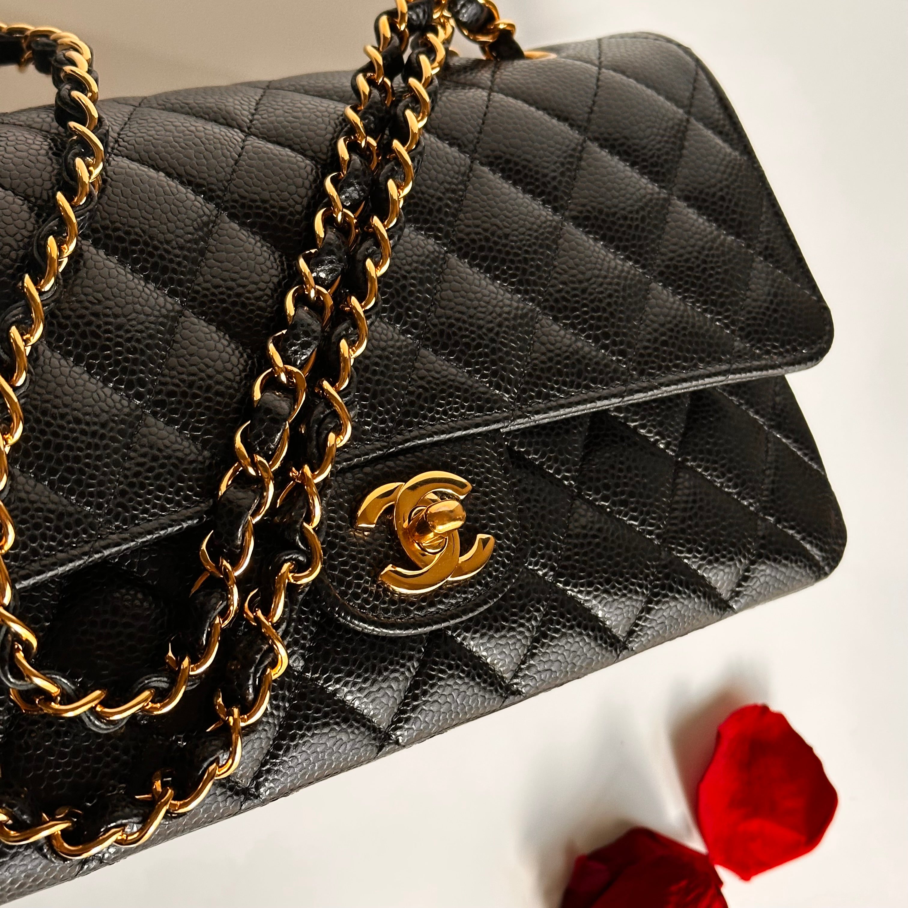 2022 Chanel Timeless Classic Medium Double Flap Black Caviar GHW