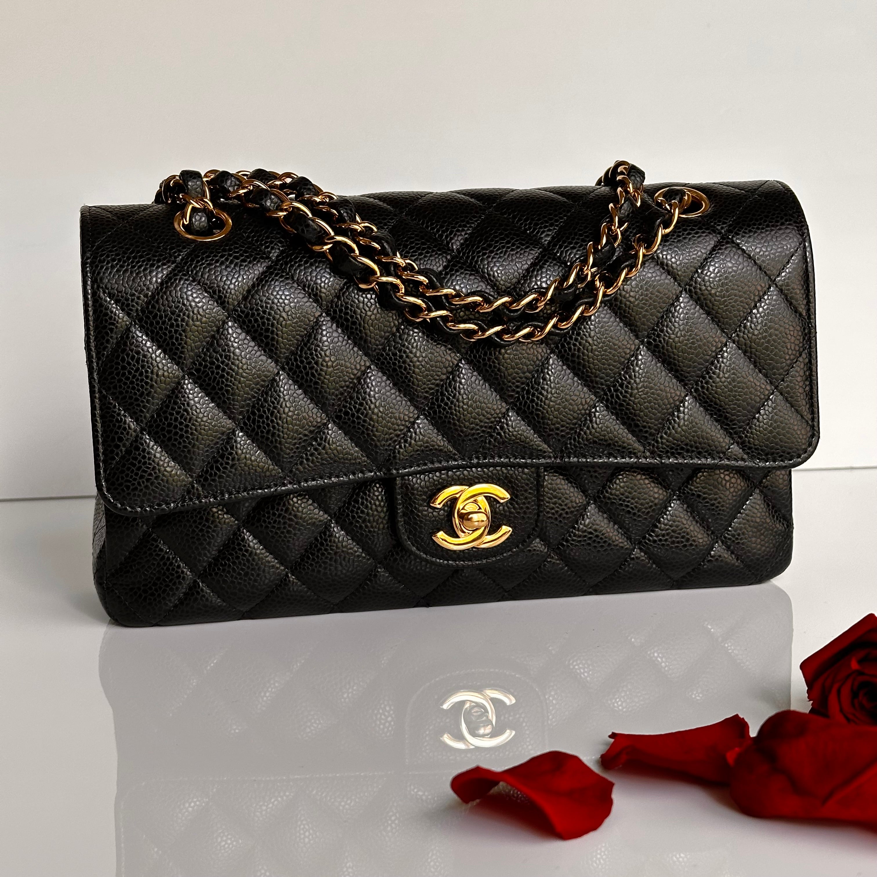 2022 Chanel Timeless Classic Medium Double Flap Black Caviar GHW