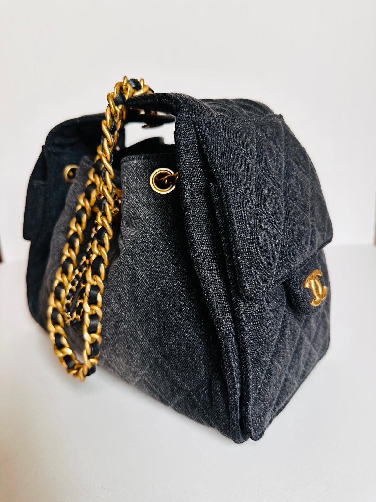 2026 Chanel Small 25 Hobo Bag Black Washed Denim GHW