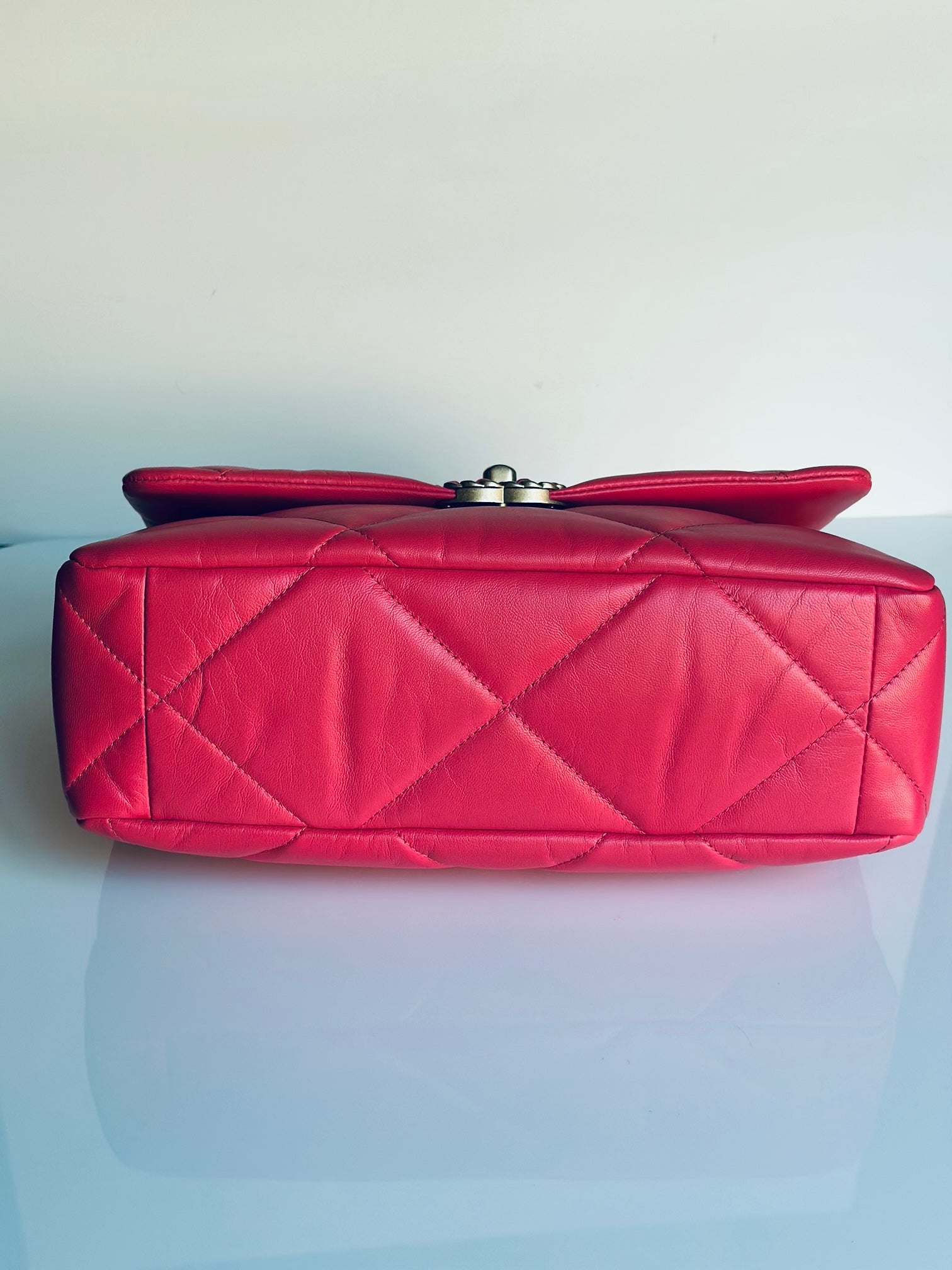 2020 Chanel 19 Large Flap Dark Pink Goatskin Trio-Mix Finish Hardware