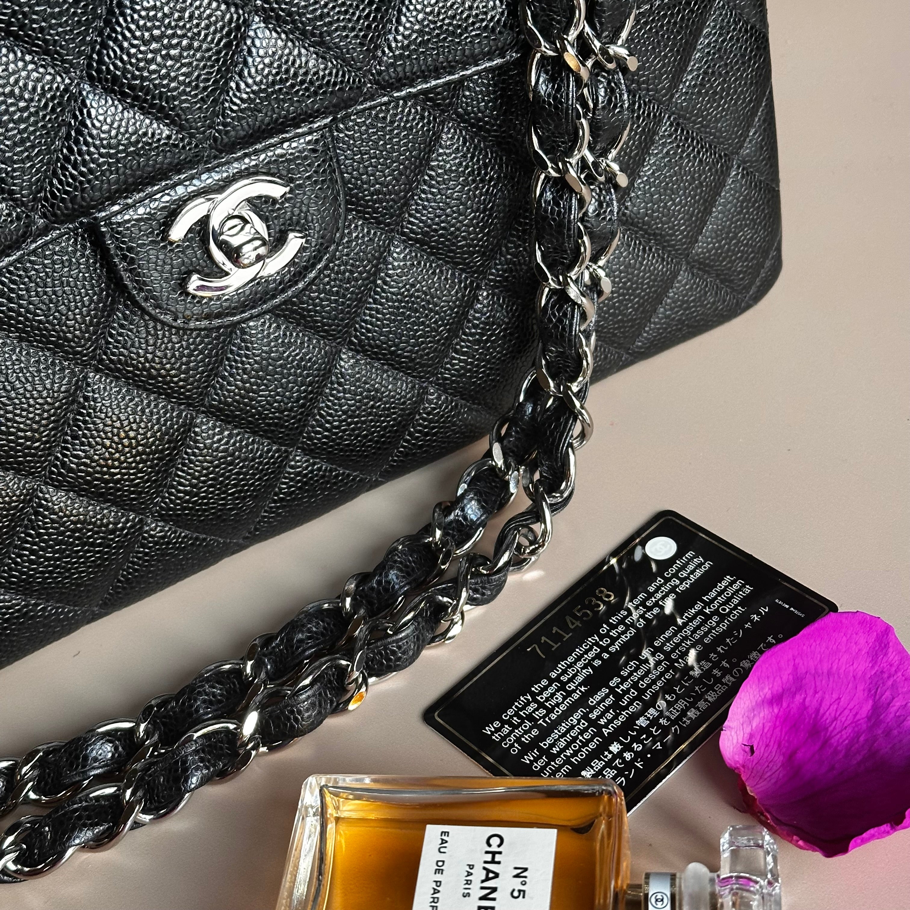 2001 Chanel Vintage Jumbo Black Caviar SHW