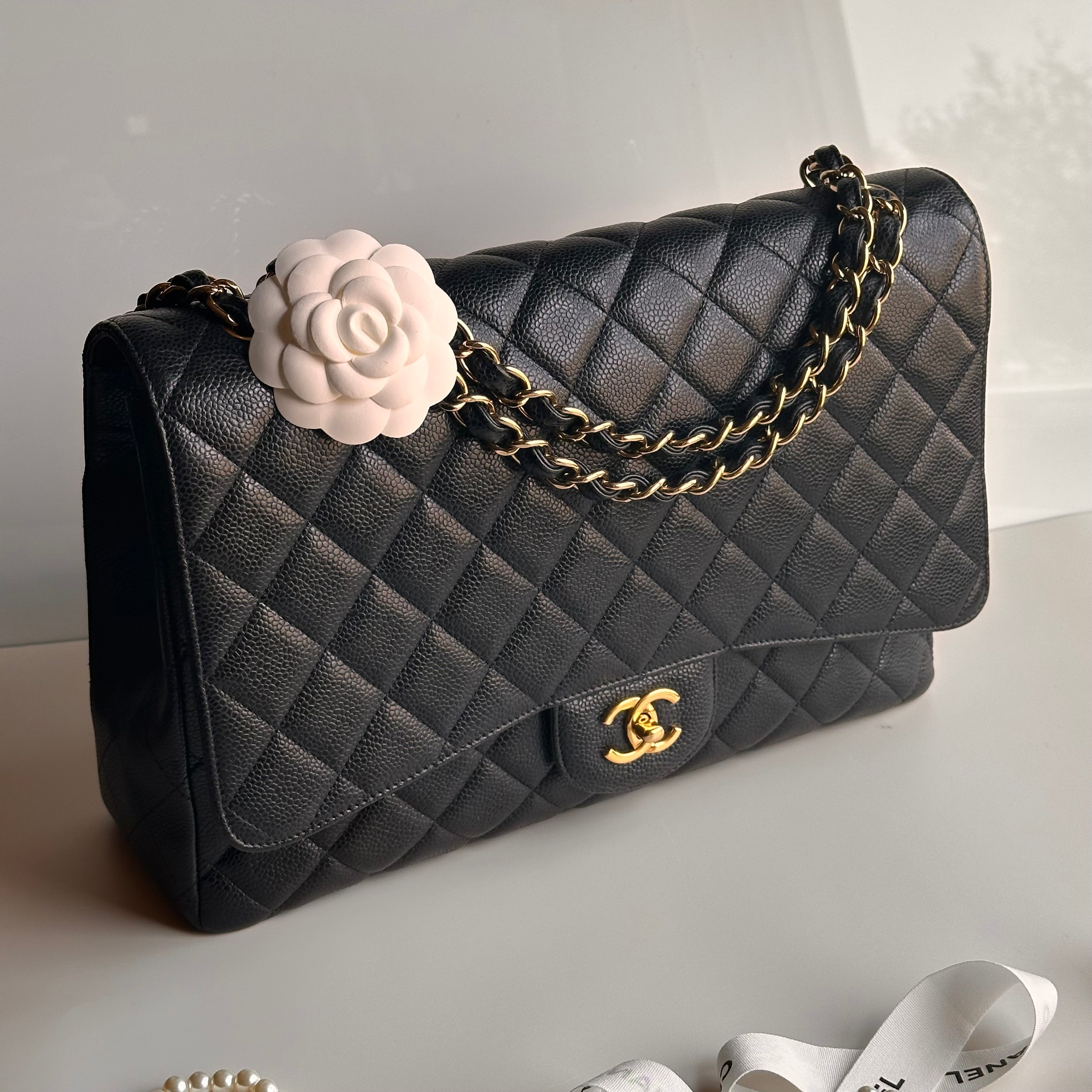 Chanel Maxi Classic Single Flap Black Caviar GHW