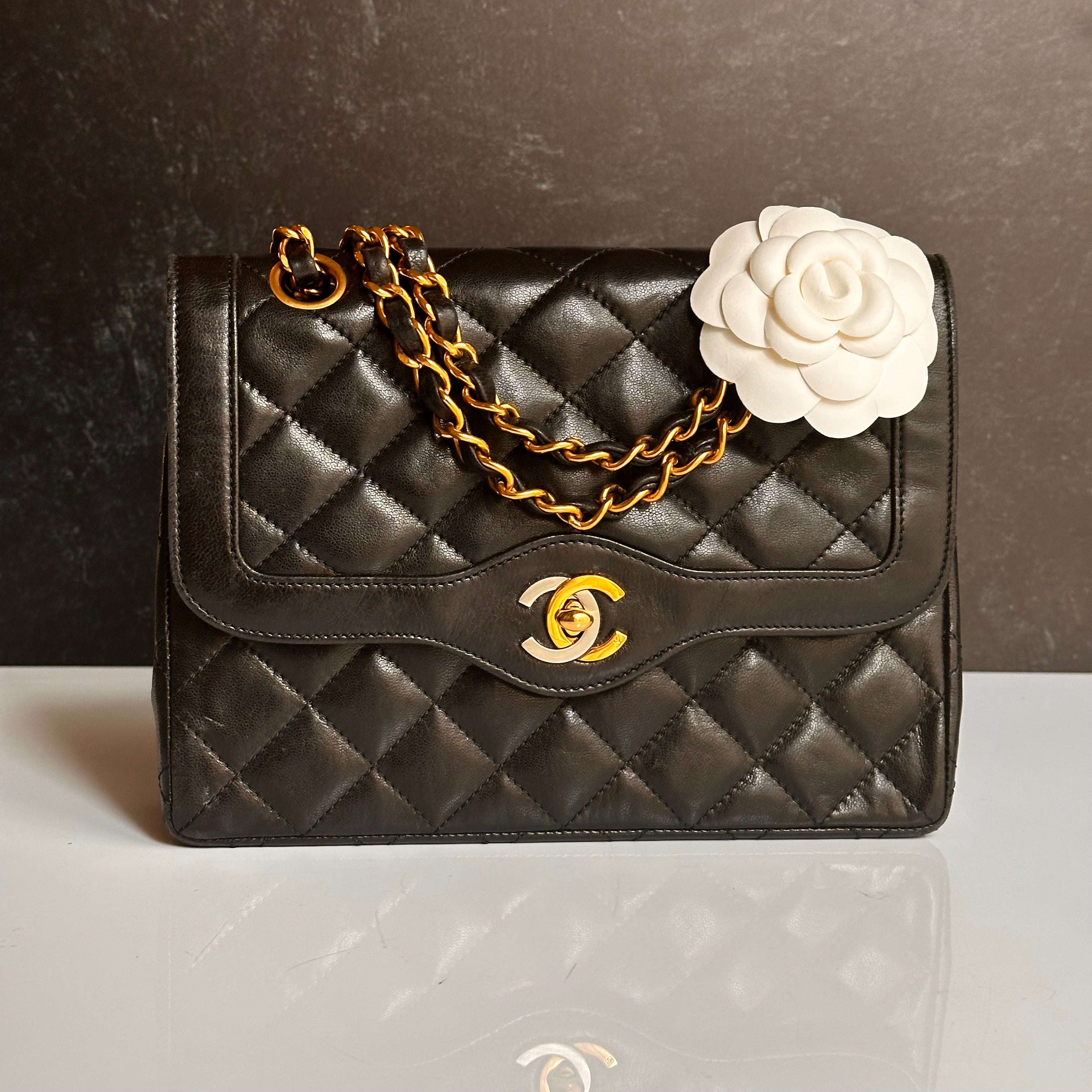 Chanel Vintage Small Paris Flap Black Lambskin 24K GHW