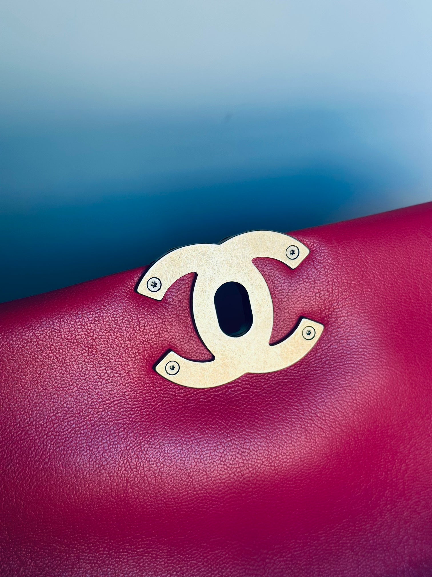 2020 Chanel 19 Large Flap Dark Pink Goatskin Trio-Mix Finish Hardware