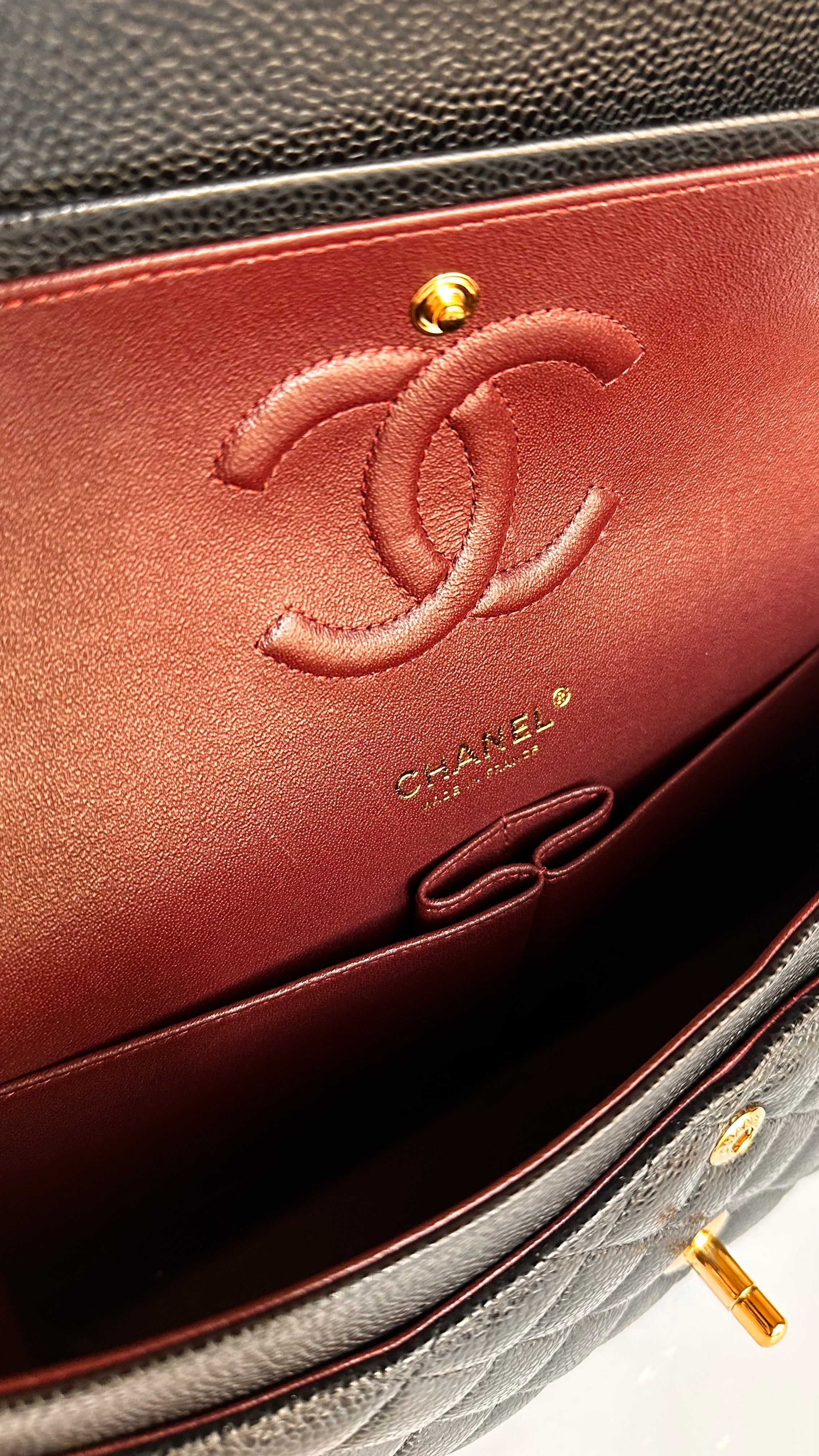 2022 Chanel Timeless Classic Medium Double Flap Black Caviar GHW