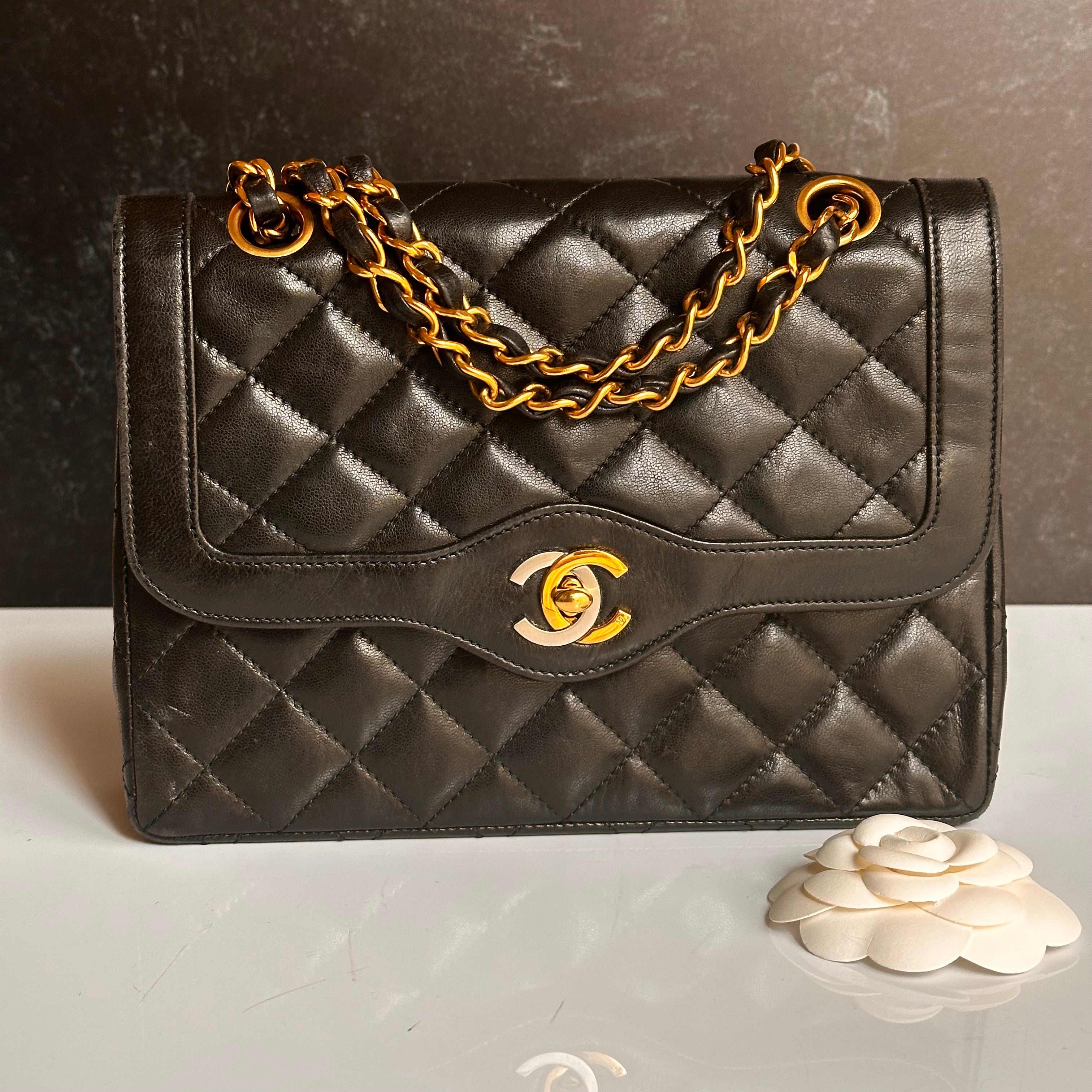 Chanel Vintage Small Paris Flap Black Lambskin 24K GHW