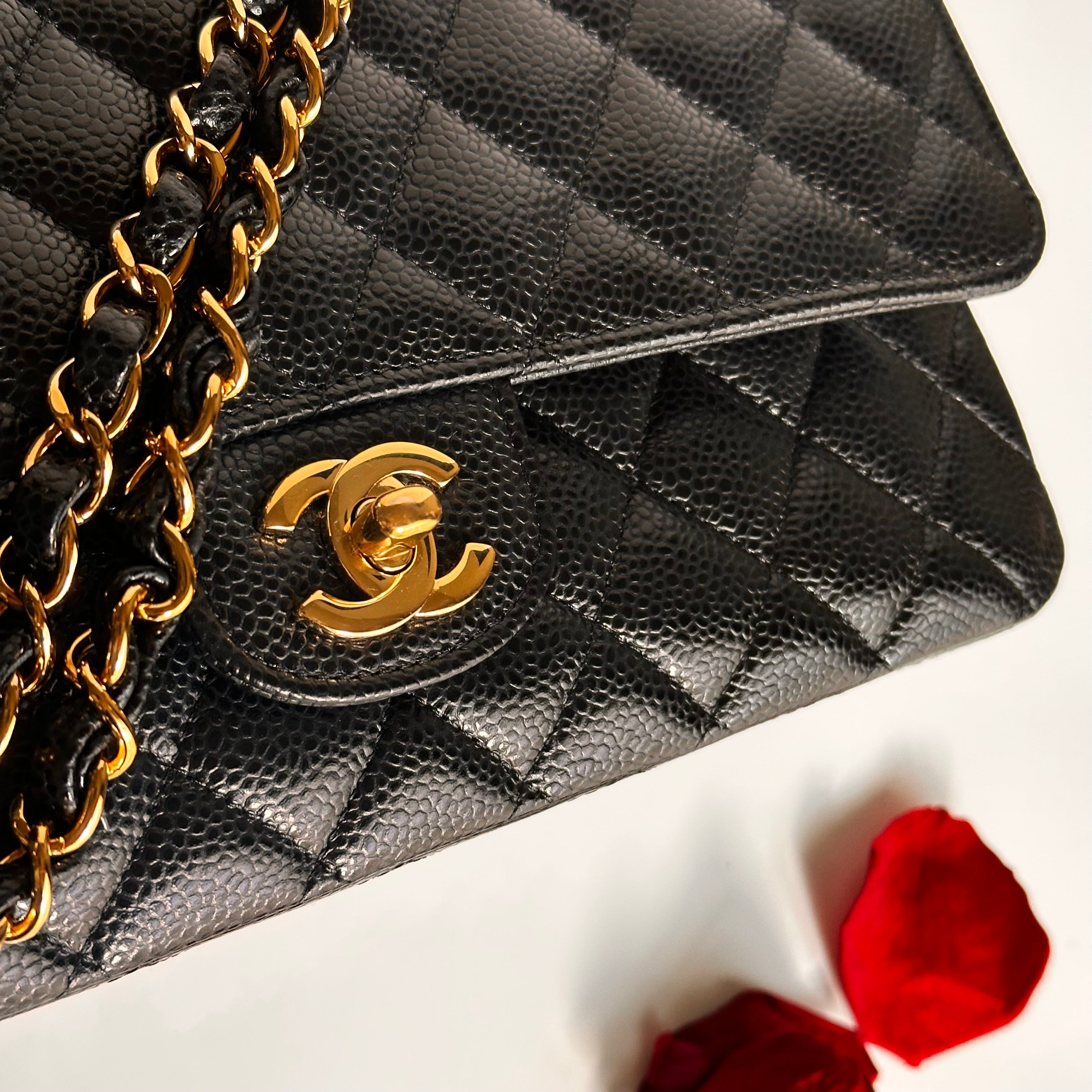 2022 Chanel Timeless Classic Medium Double Flap Black Caviar GHW