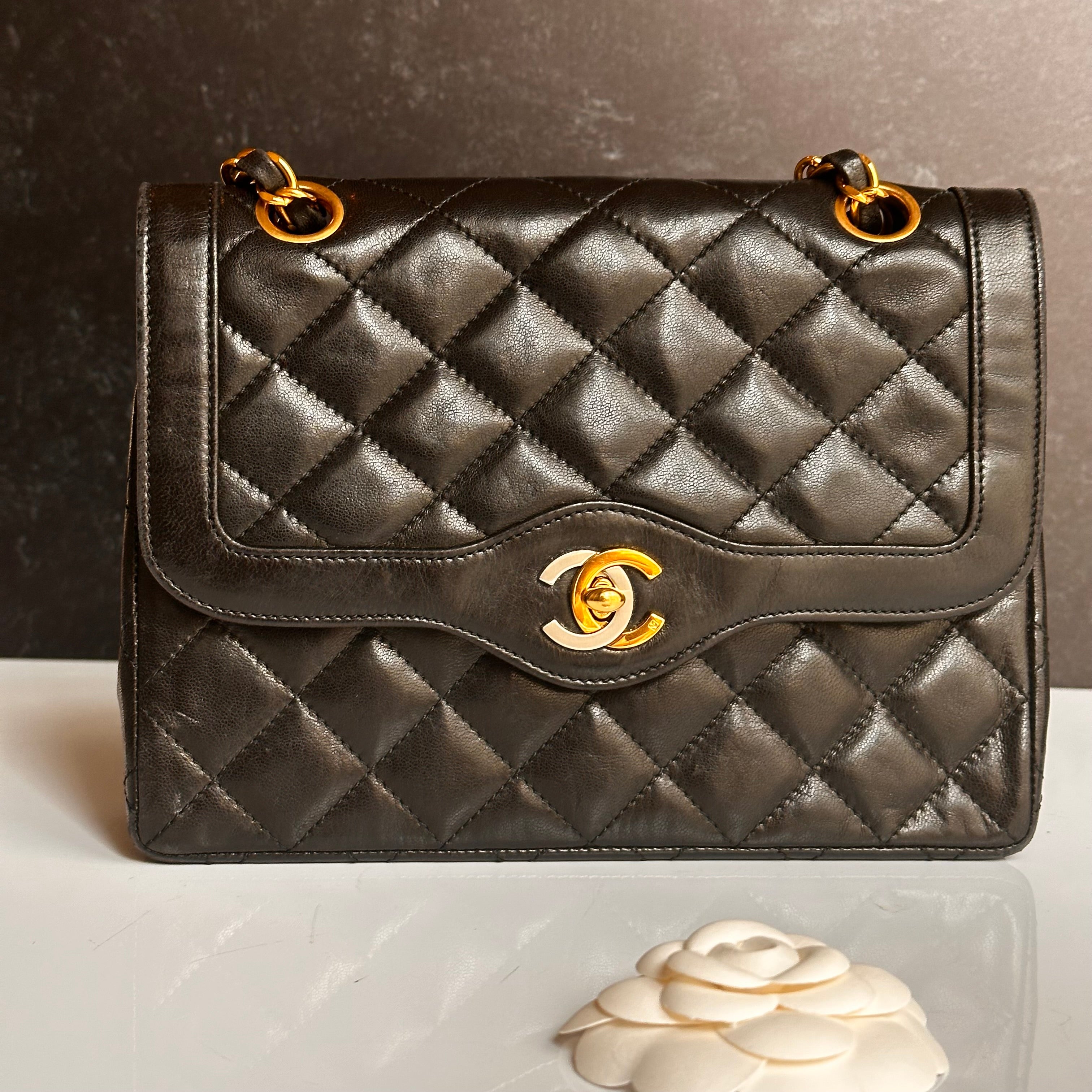 Chanel Vintage Small Paris Flap Black Lambskin 24K GHW
