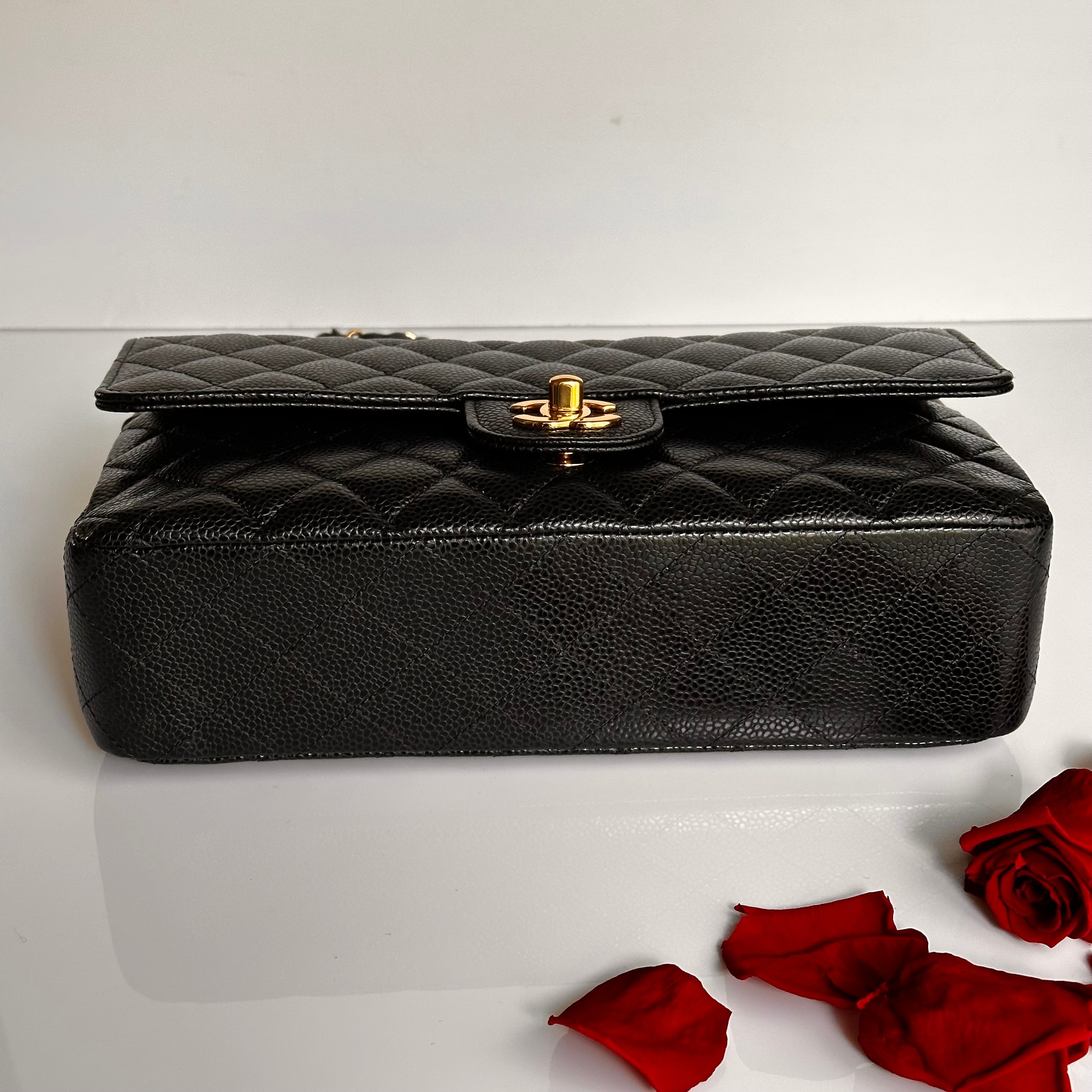 2022 Chanel Timeless Classic Medium Double Flap Black Caviar GHW
