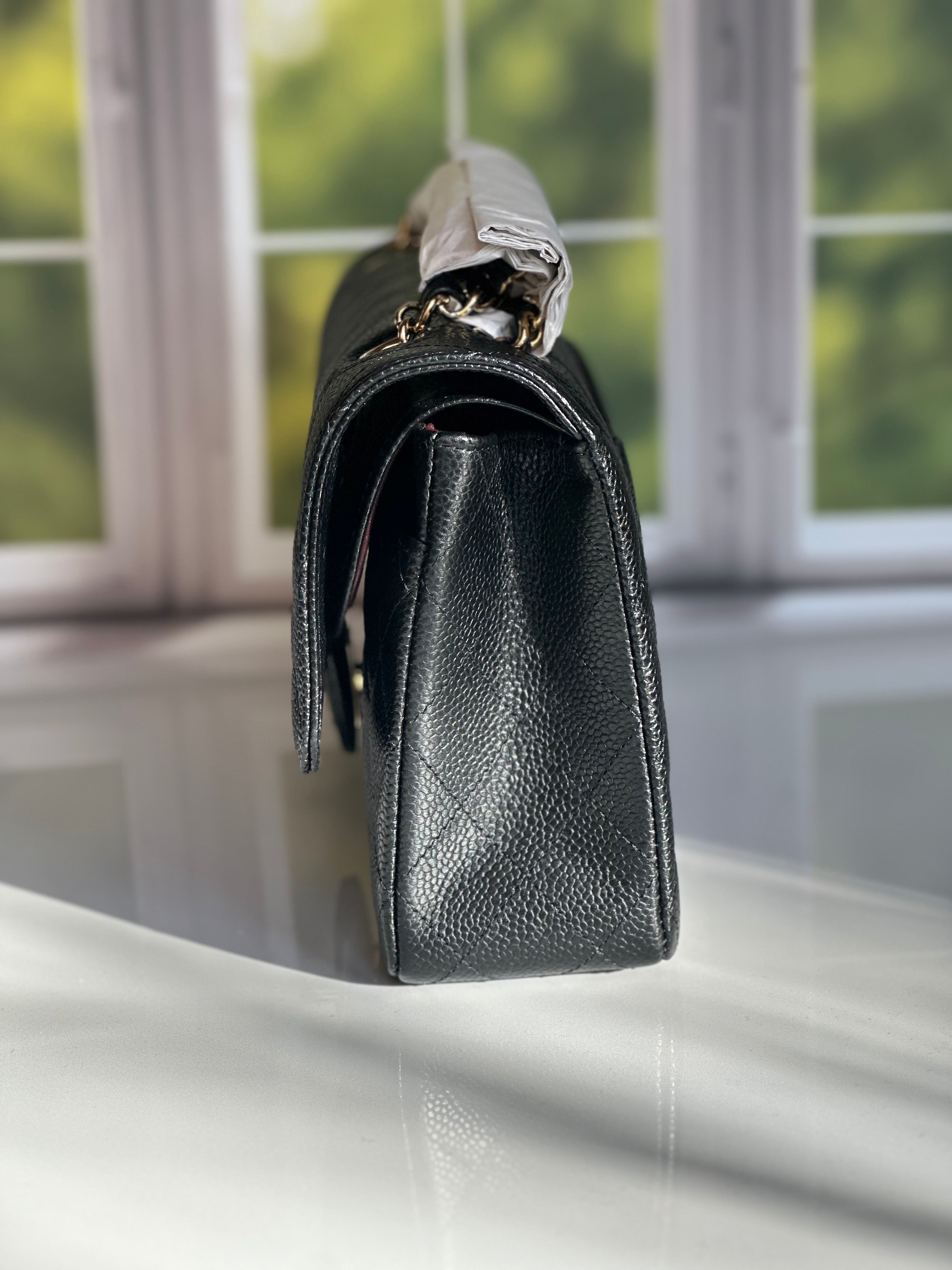 2023 BNIB Chanel Medium Classic Double Flap Black Caviar GHW