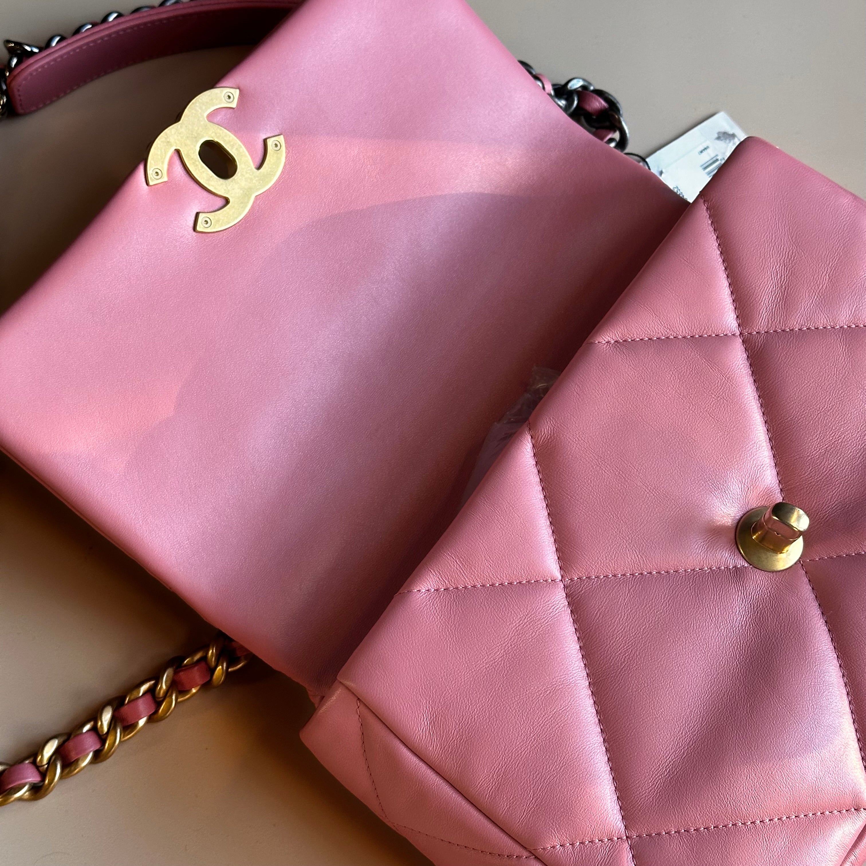 22A Chanel Medium 19 Pink Flap Lambskin Trio Mix Hardwares