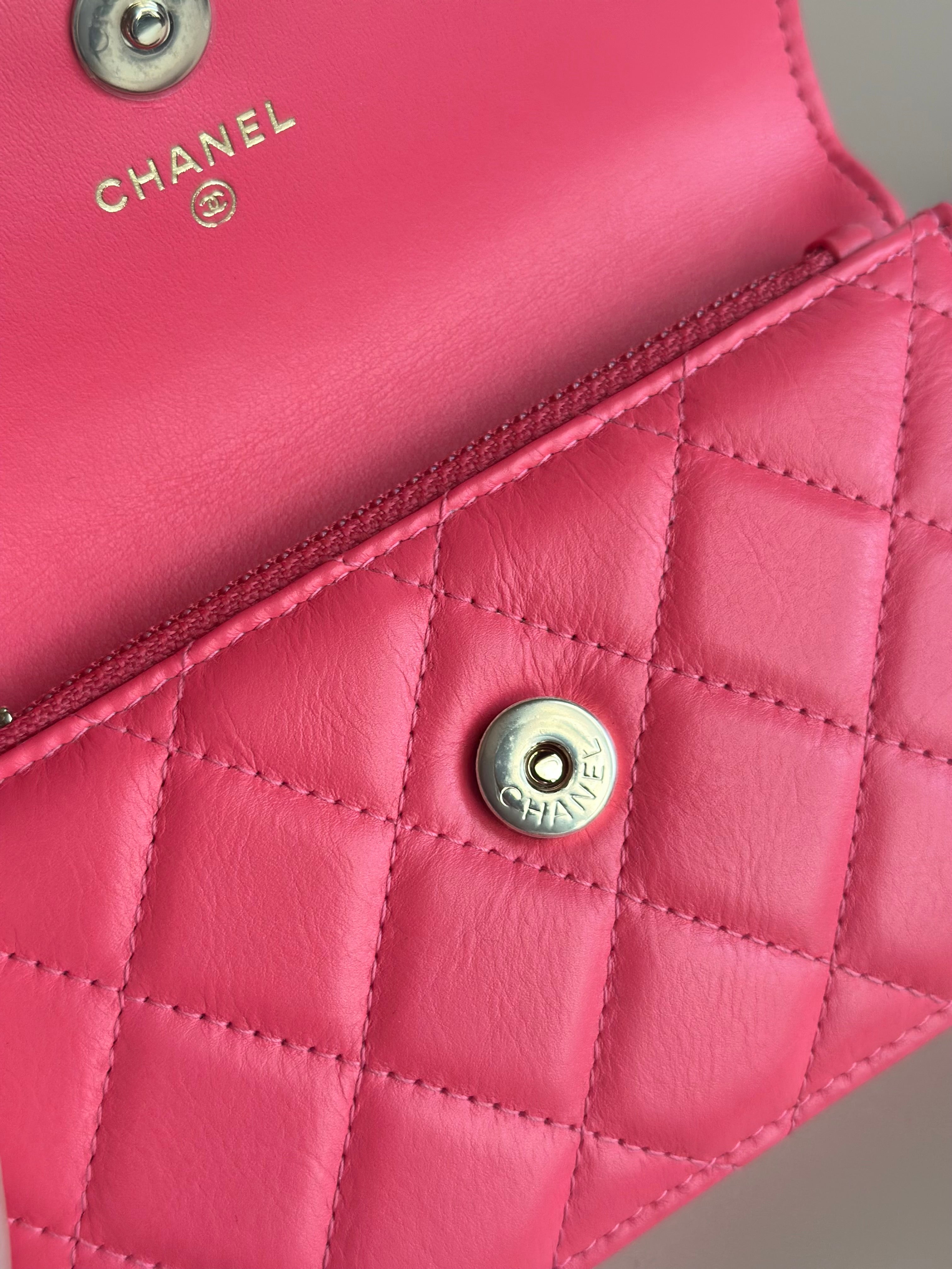 2020 Chanel Maxi Pearls Mini Flap Dark Pink Calfskin light gold hardware