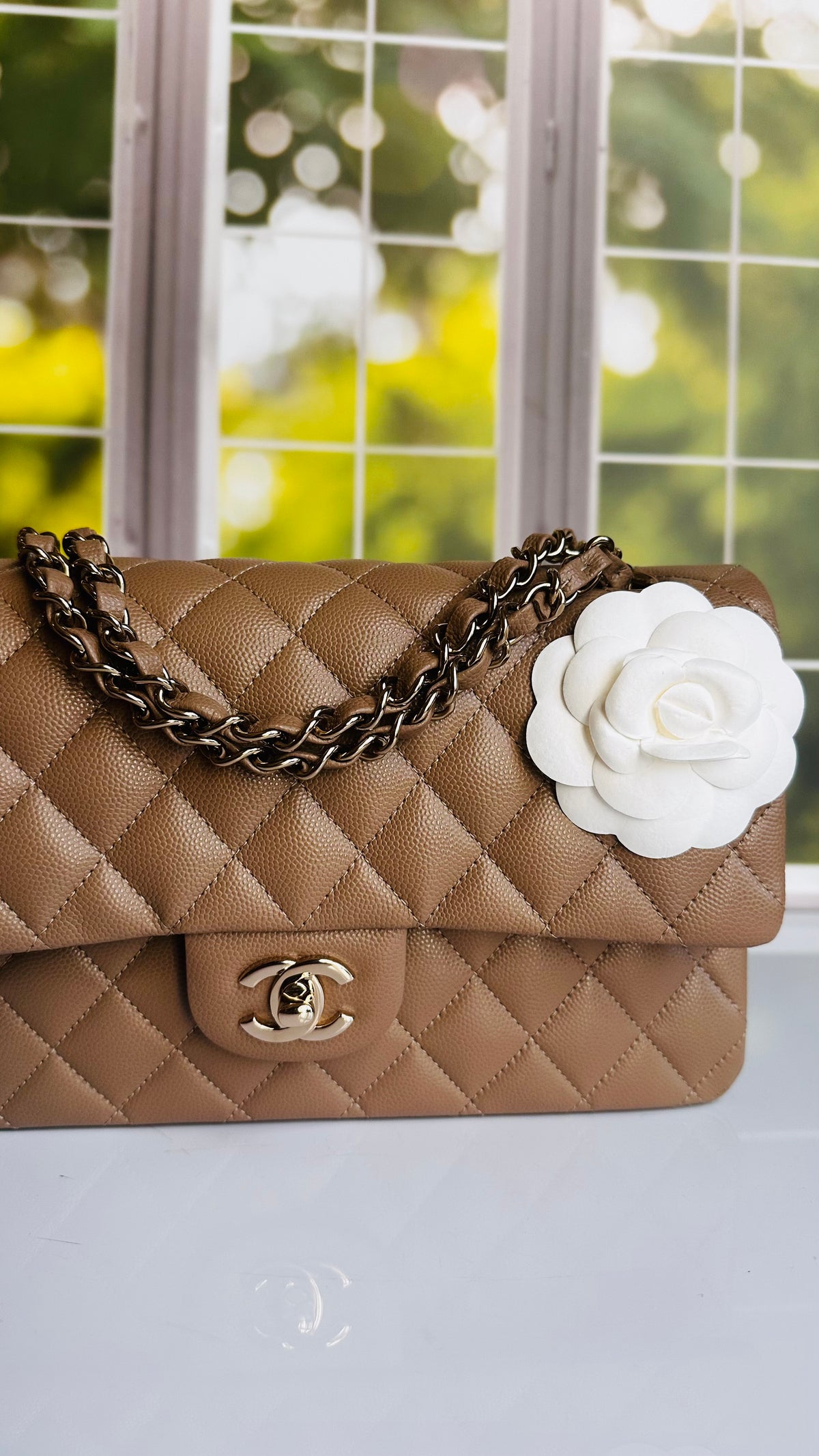 Like New 22A Chanel Timeless Classic Flap Dark Beige Caviar LGHW