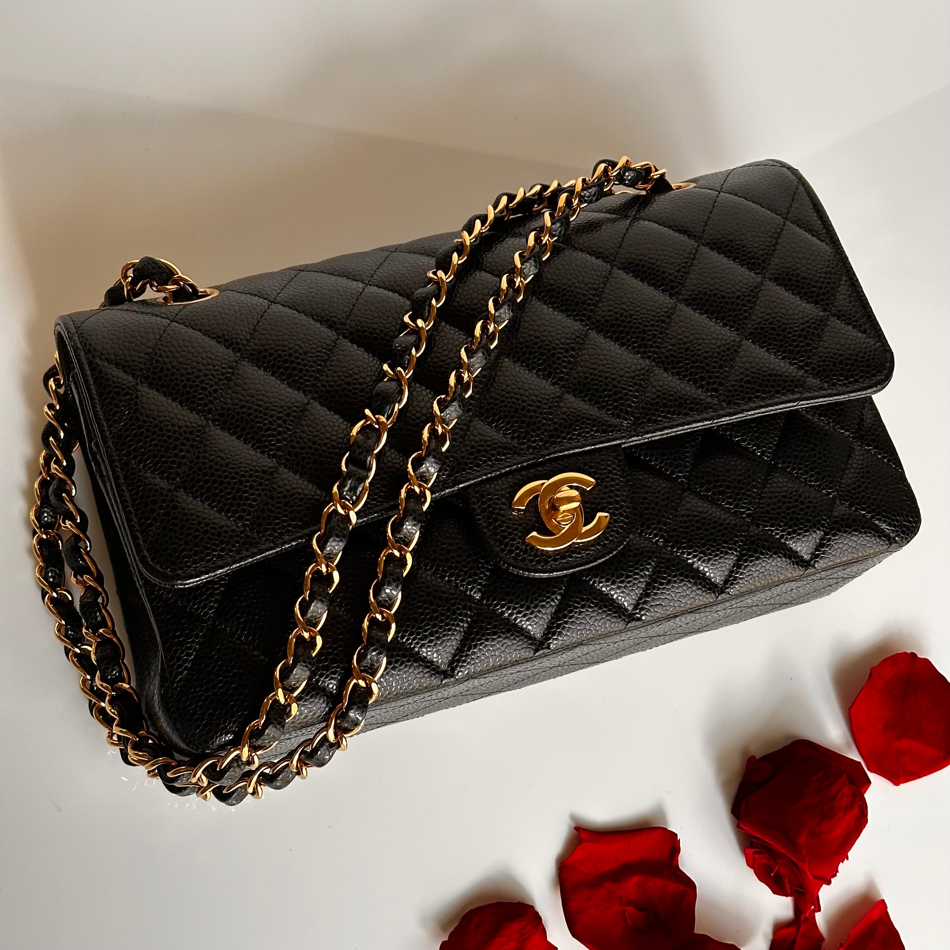 2022 Chanel Timeless Classic Medium Double Flap Black Caviar GHW