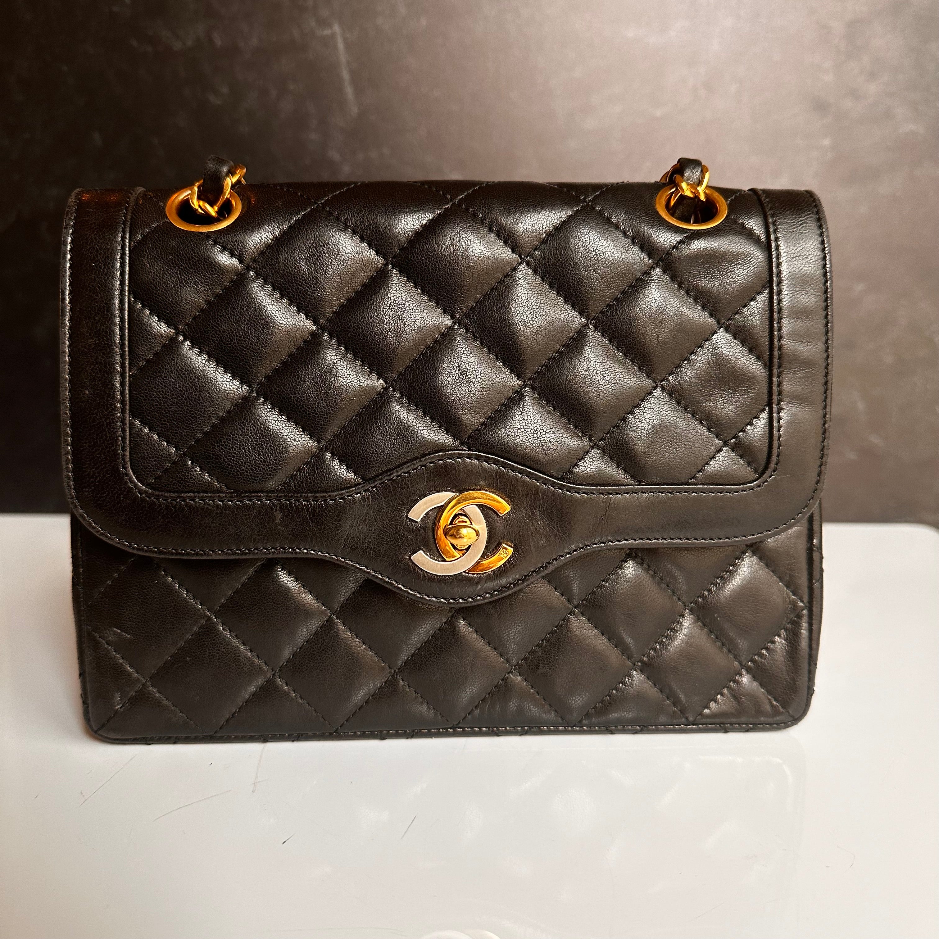 Chanel Vintage Small Paris Flap Black Lambskin 24K GHW