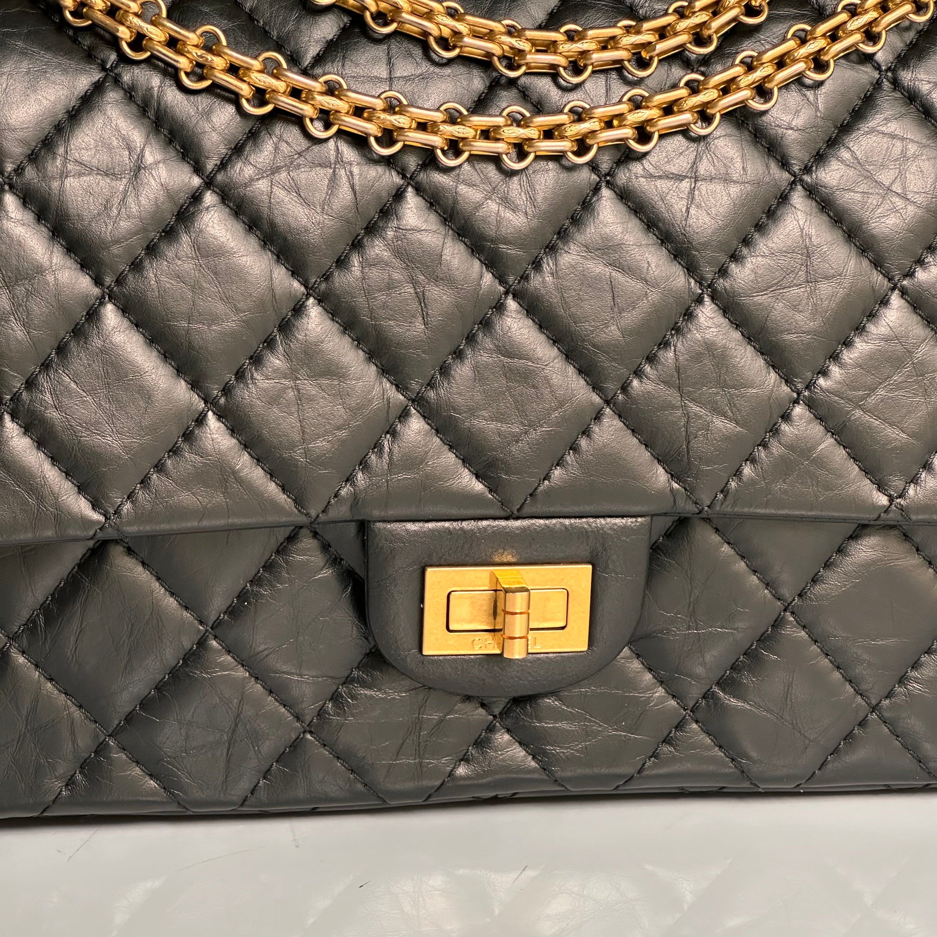 Chanel 2.55 Reissue Mademoiselle Flap Black Aged Calfskin GHW
