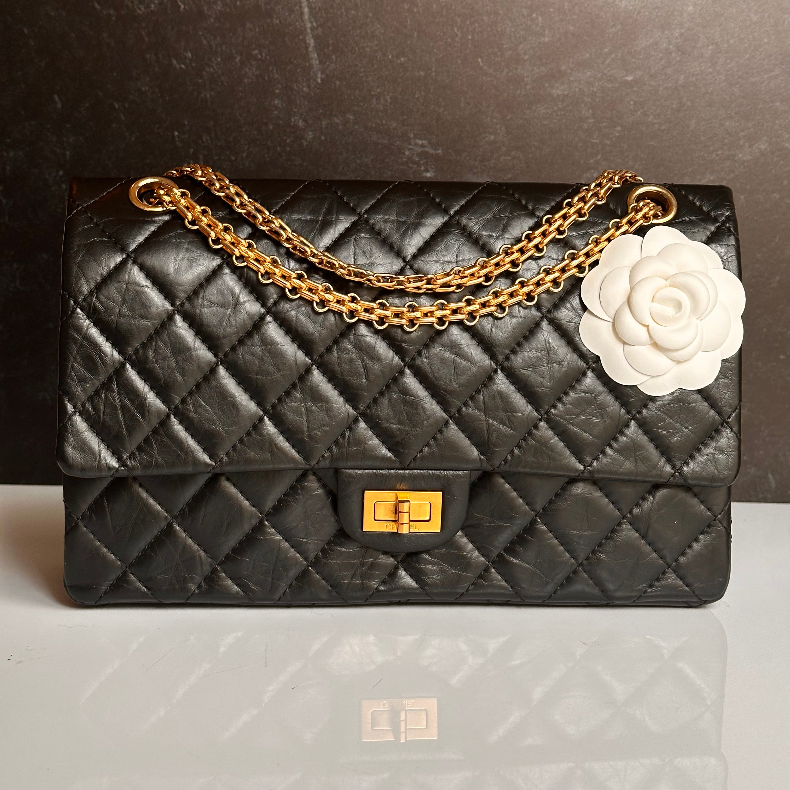 Chanel 2.55 Reissue Mademoiselle Flap Black Aged Calfskin GHW