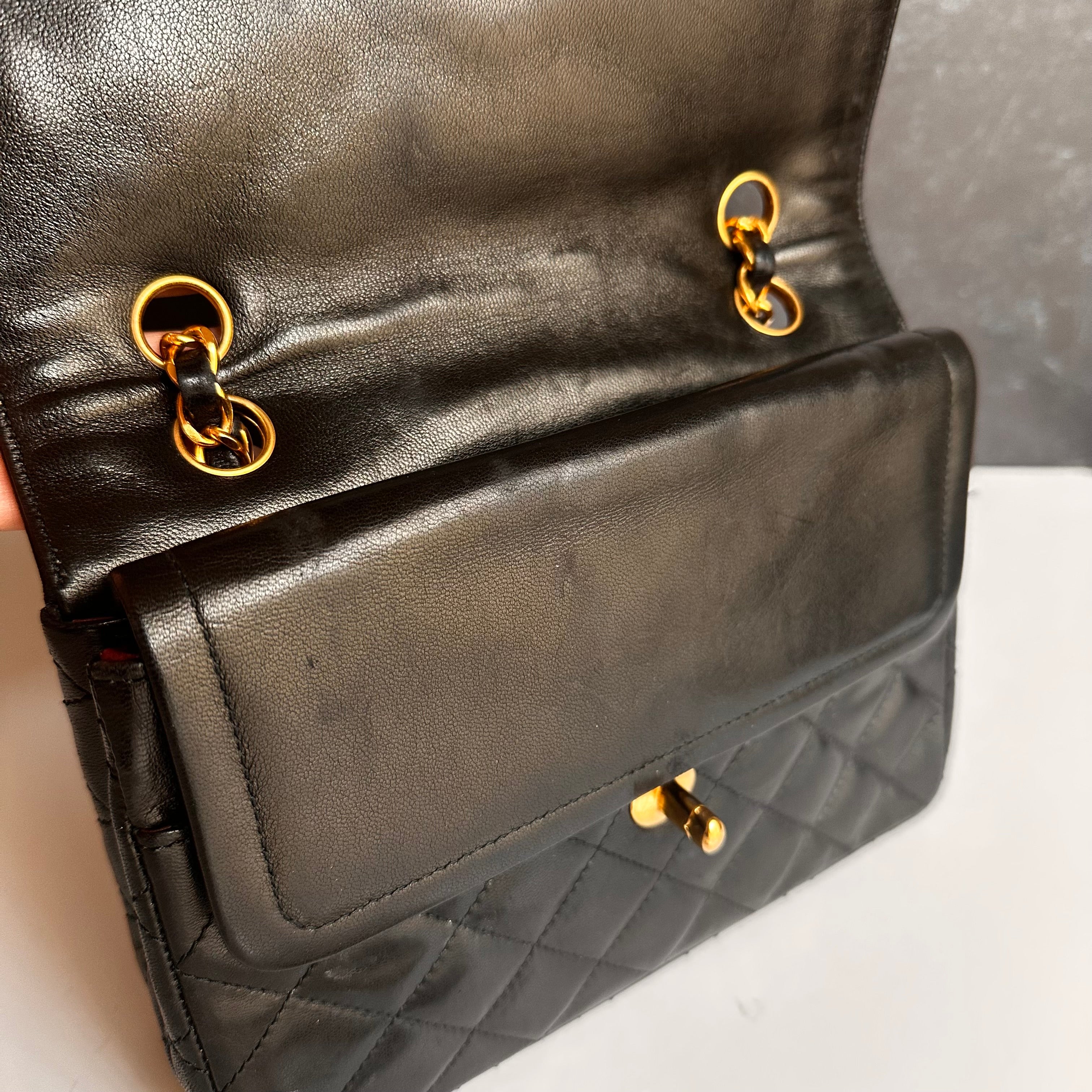 Chanel Vintage Small Paris Flap Black Lambskin 24K GHW