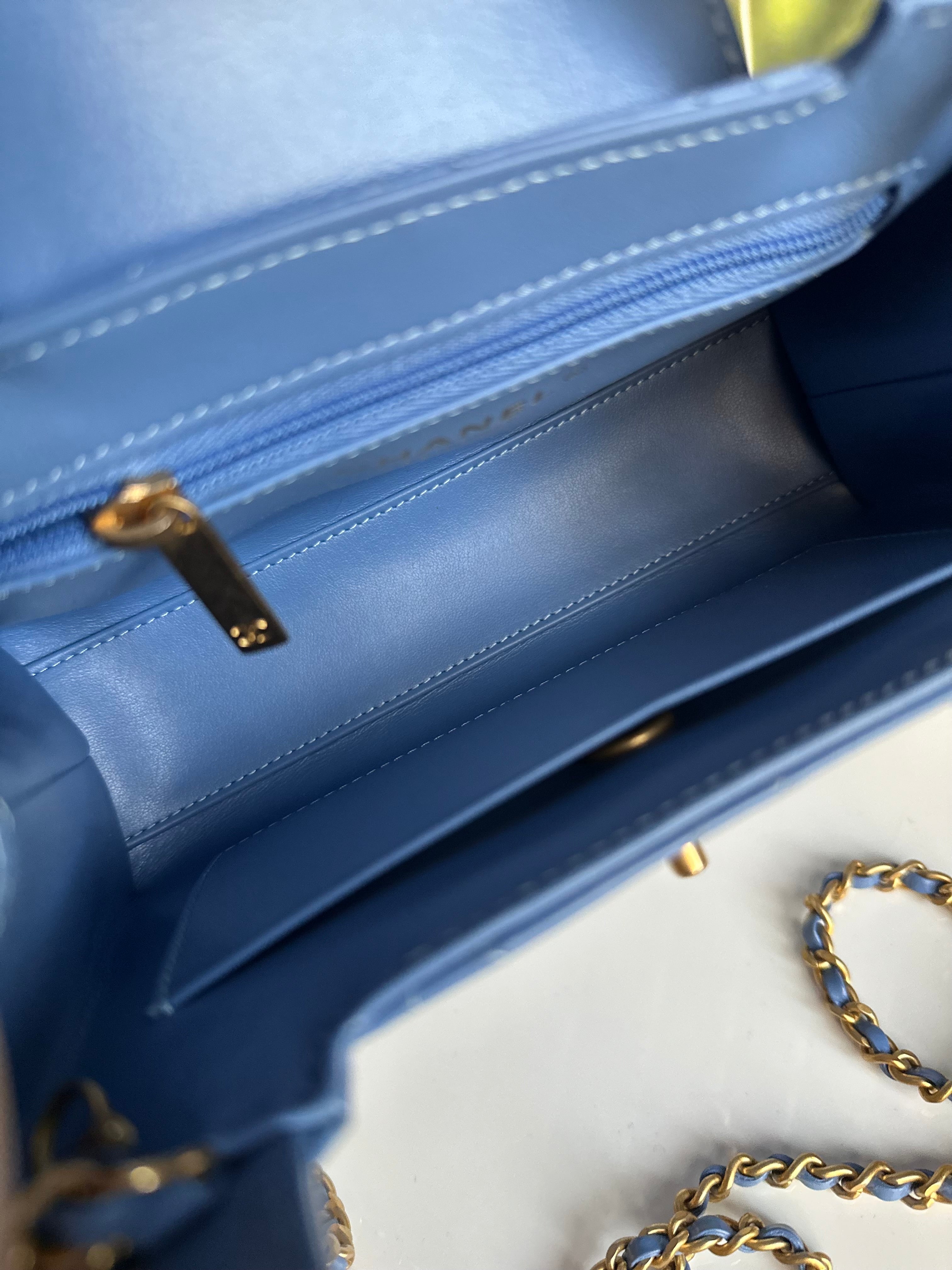 2025 Chanel Nano Kelly Shopper Aged Blue Calfskin GHW