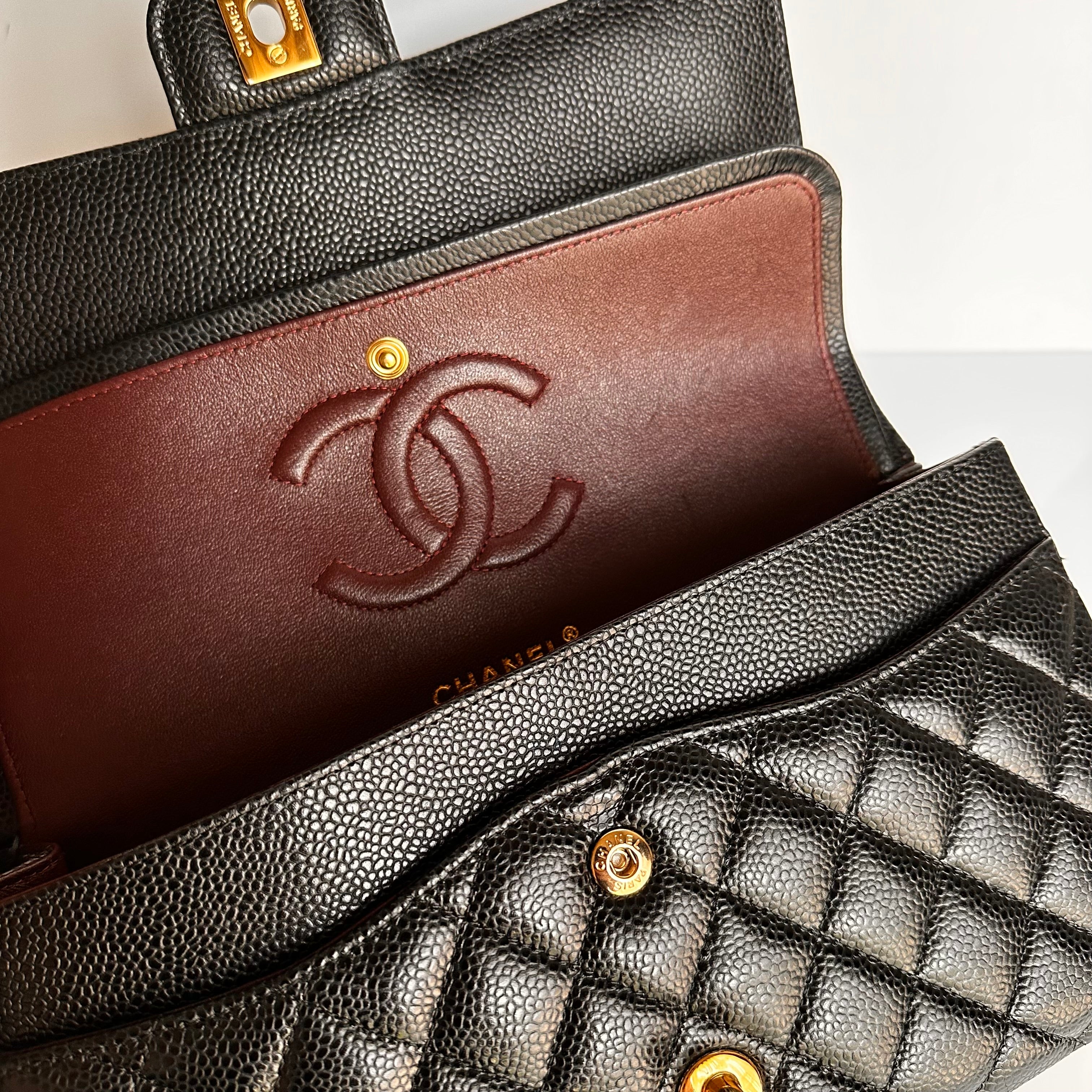 2022 Chanel Timeless Classic Medium Double Flap Black Caviar GHW