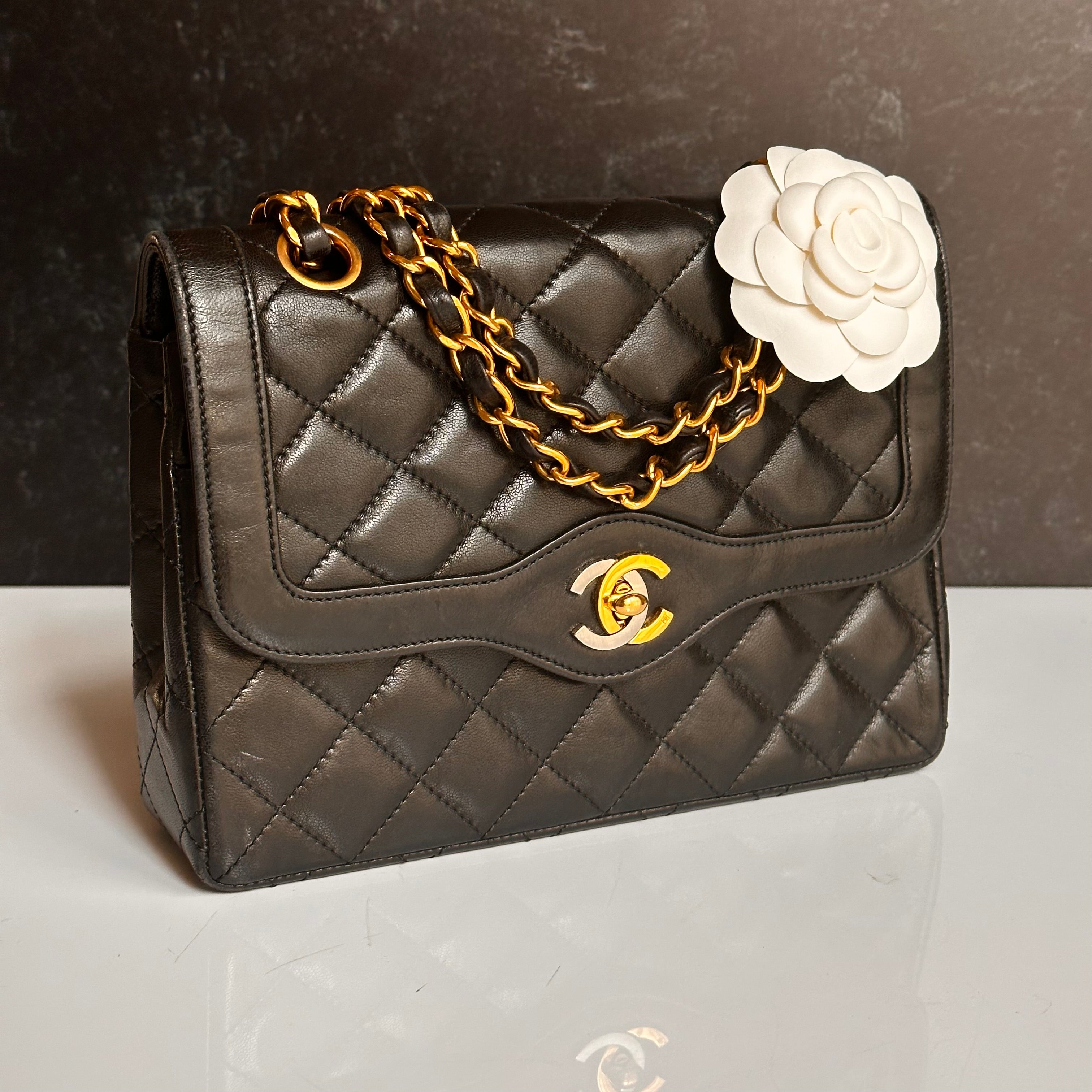 Chanel Vintage Small Paris Flap Black Lambskin 24K GHW