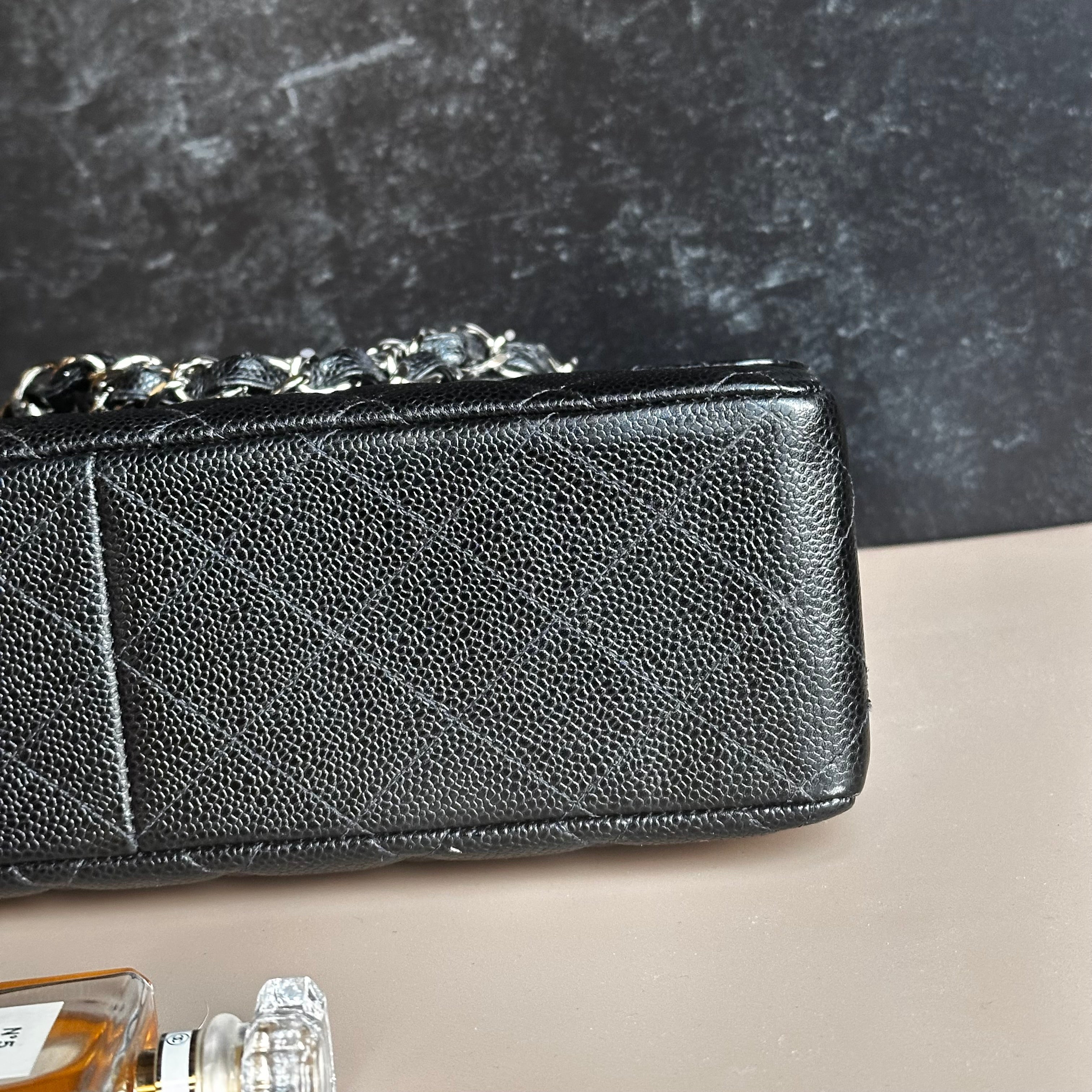 2001 Chanel Vintage Jumbo Black Caviar SHW