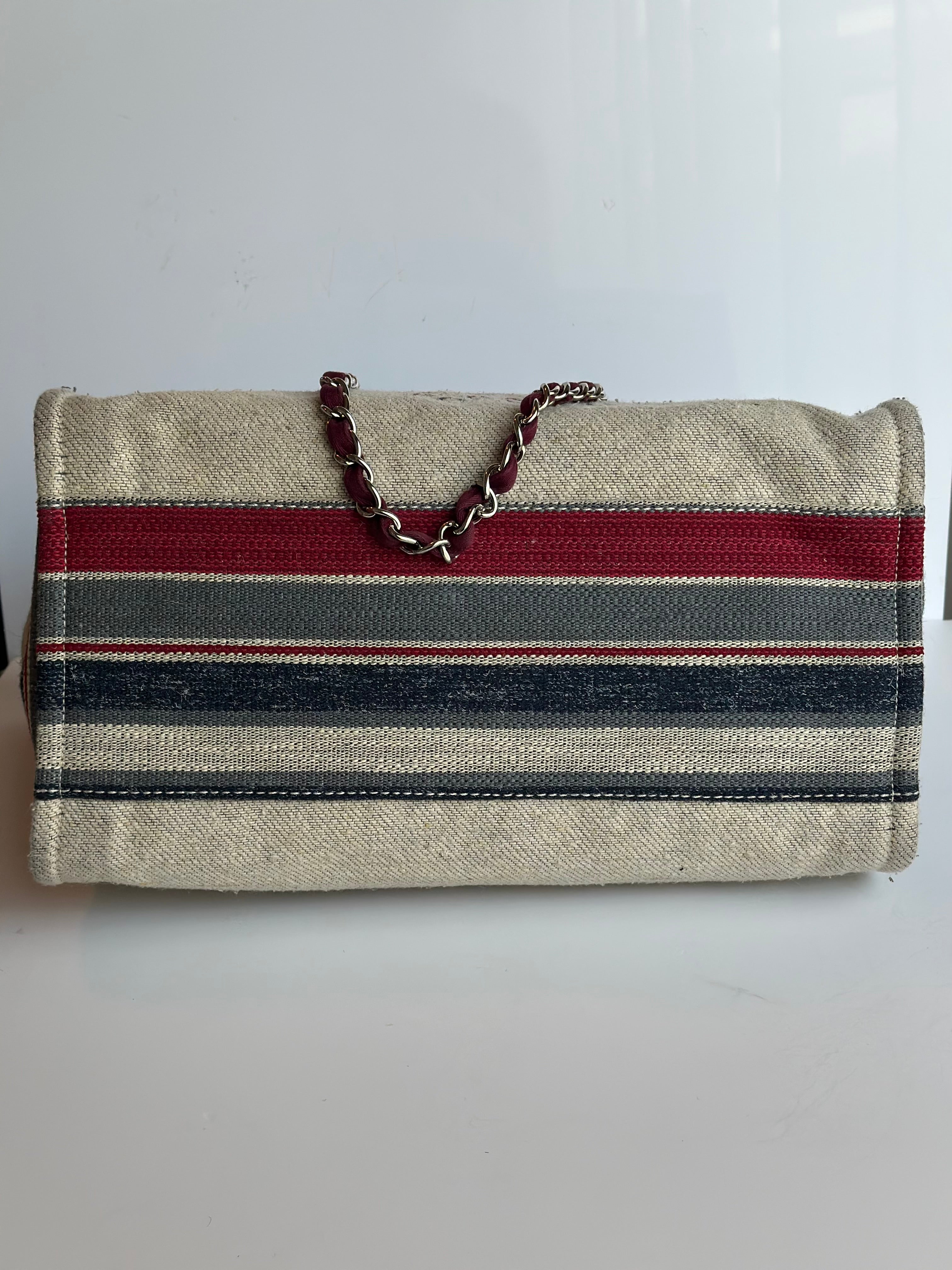 18A Chanel Large Deauville Shopping Tote Beige Toile & Calfskin