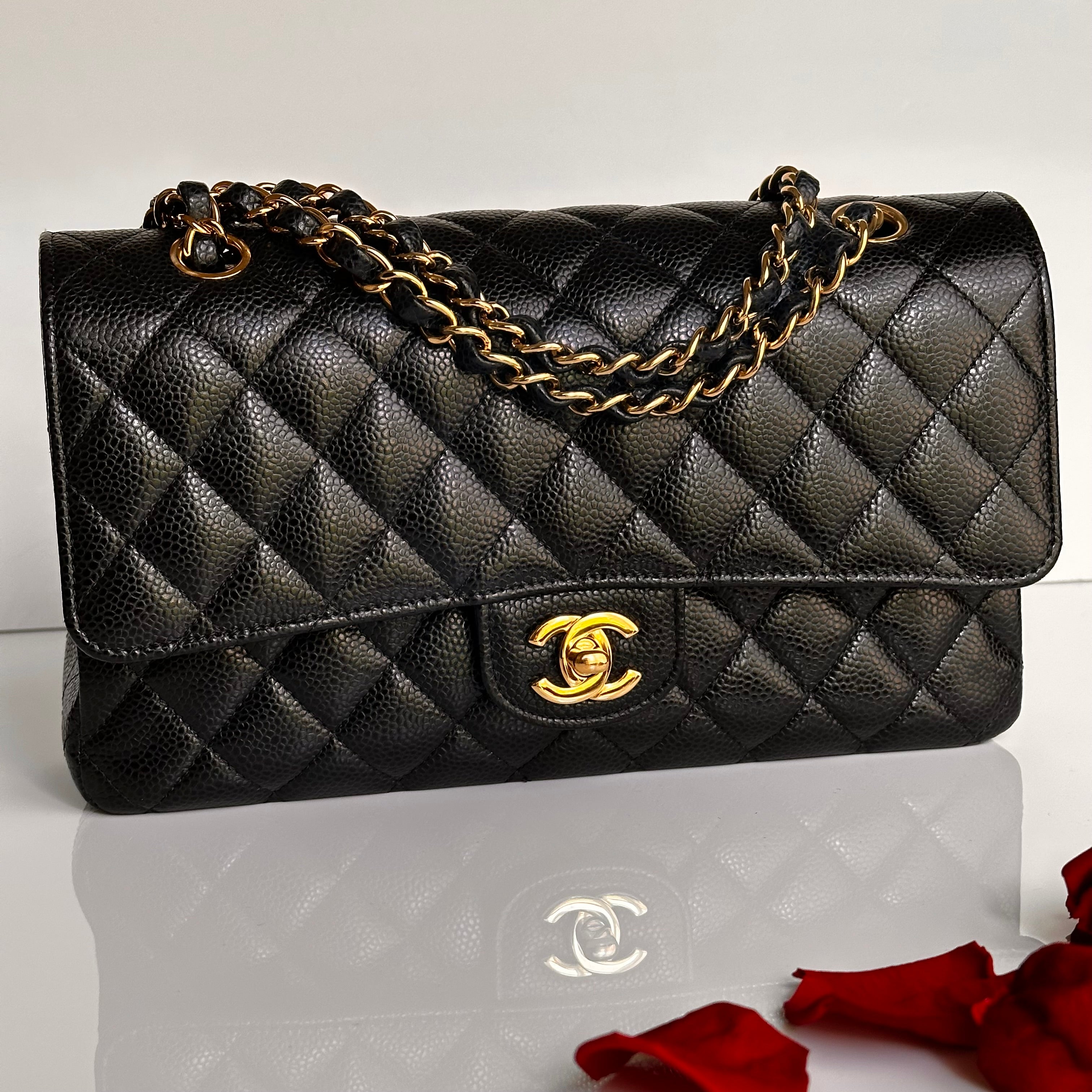 2022 Chanel Timeless Classic Medium Double Flap Black Caviar GHW
