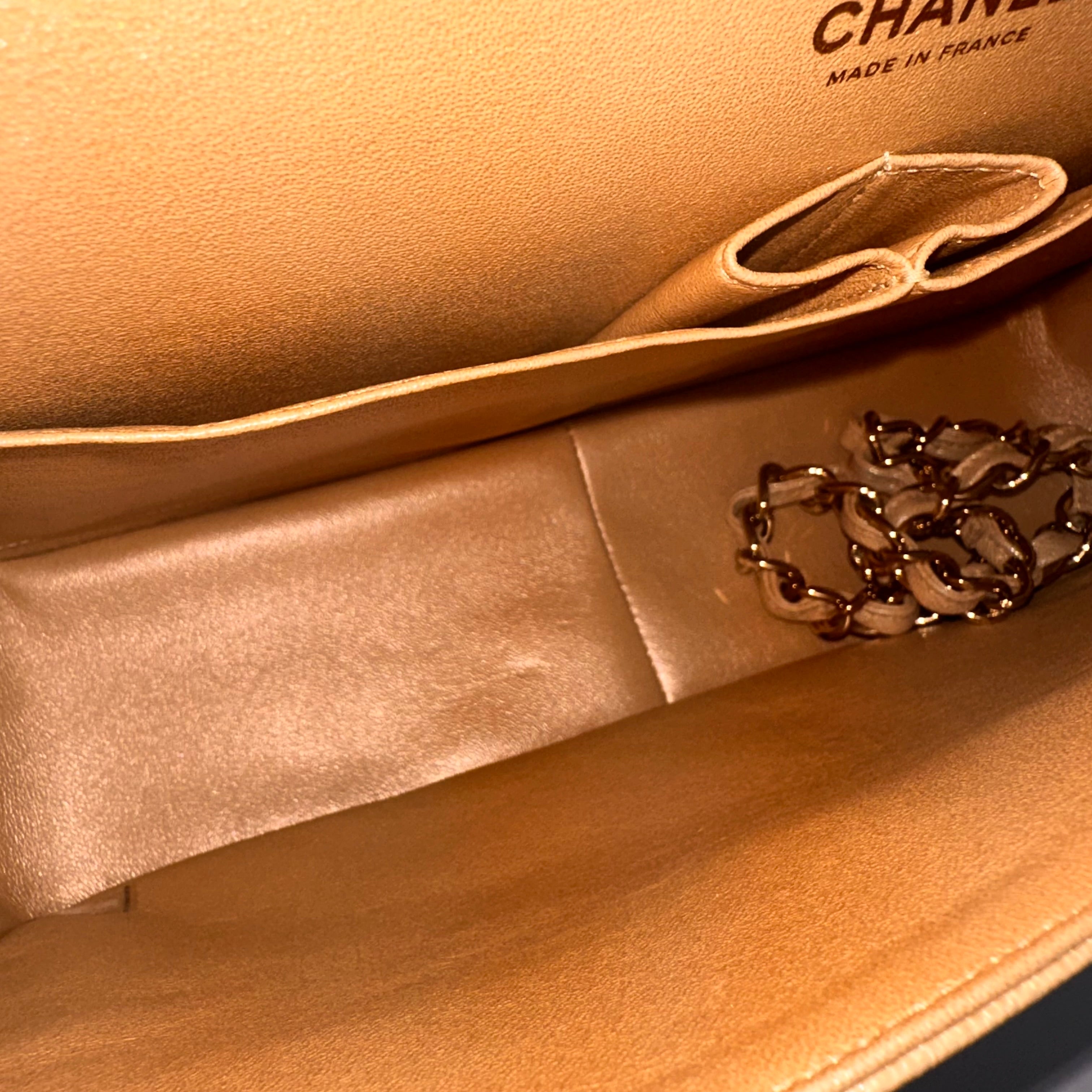 19S Chanel Timeless Classic Jumbo Iridescent Beige Caviar LGHW
