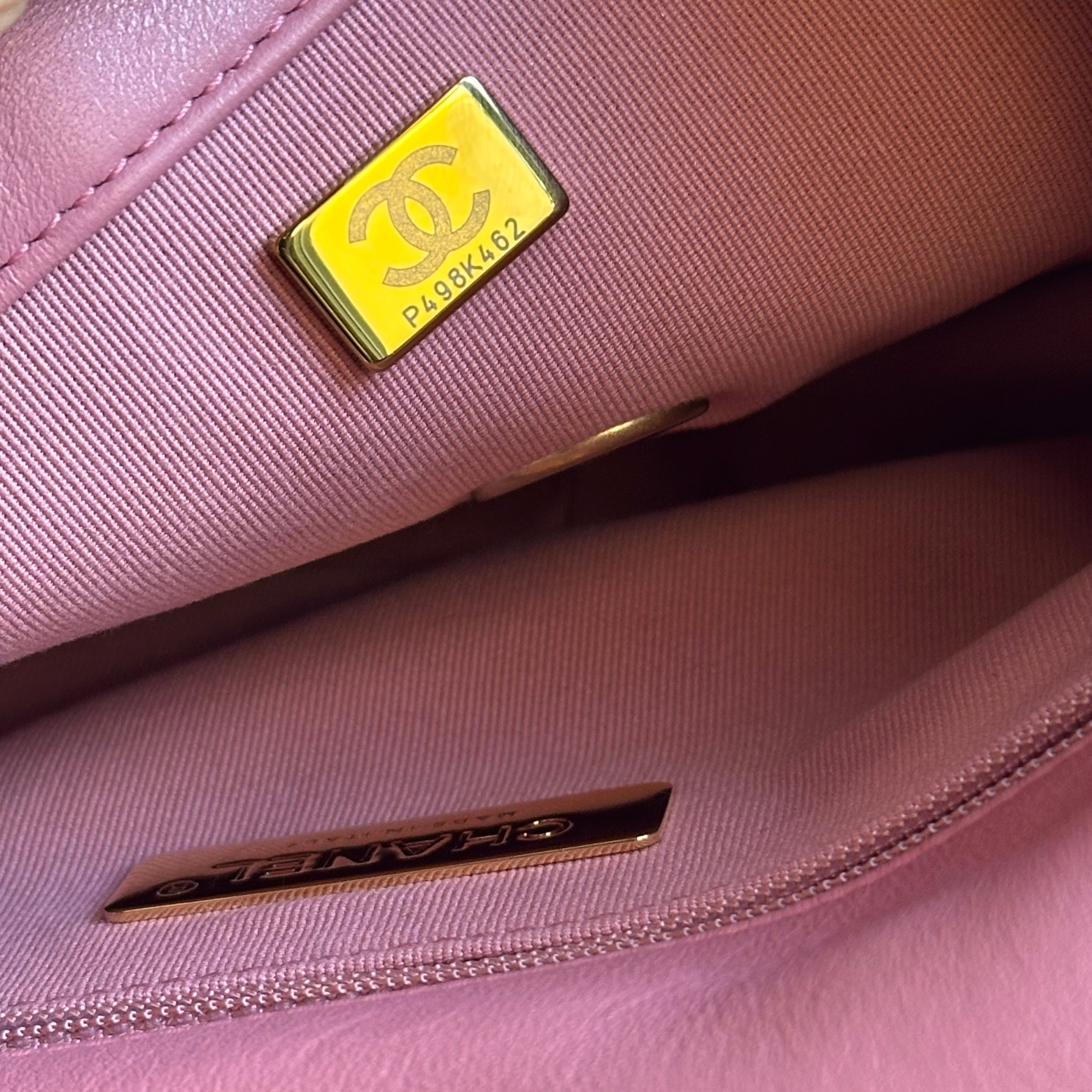 22A Chanel Medium 19 Pink Flap Lambskin Trio Mix Hardwares