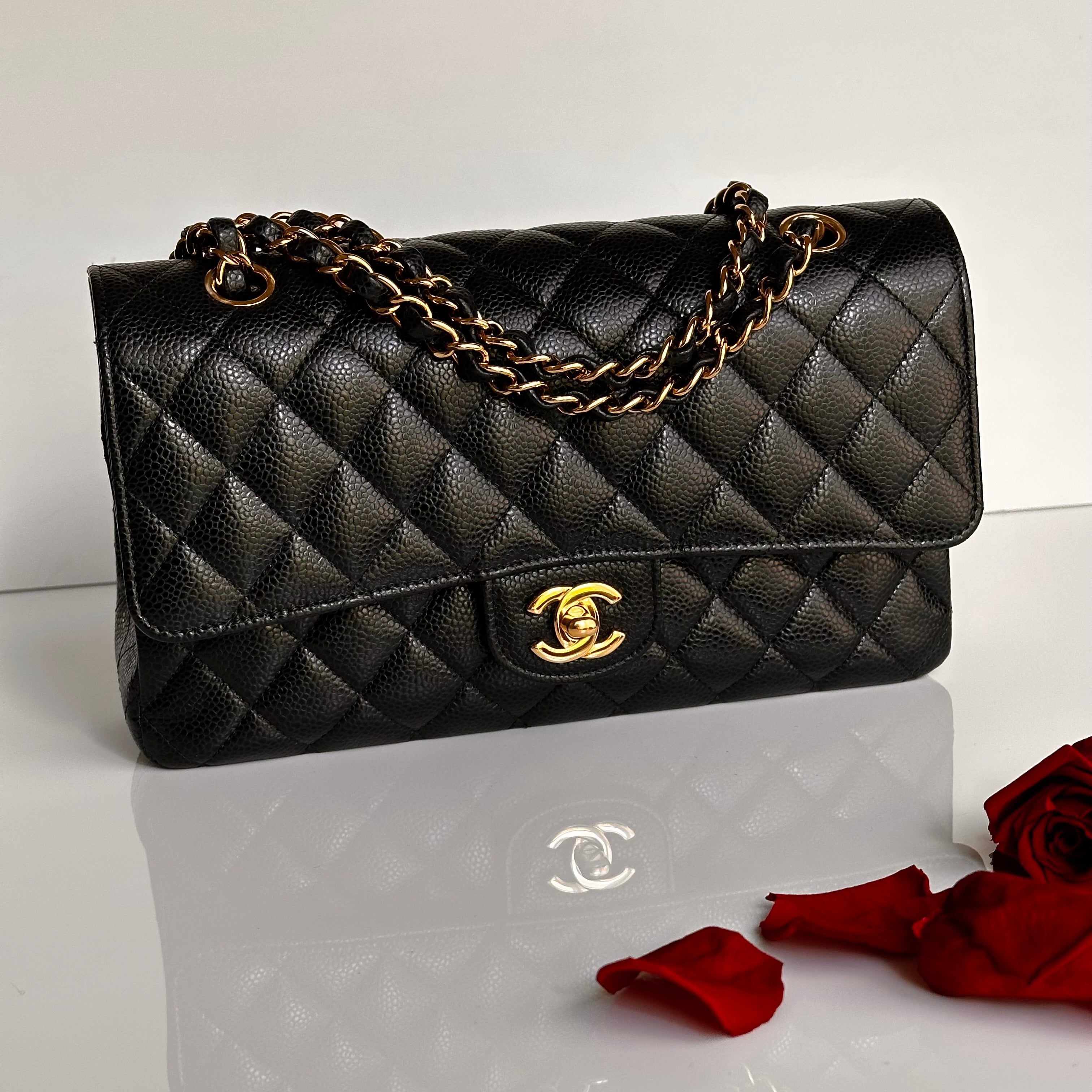 2022 Chanel Timeless Classic Medium Double Flap Black Caviar GHW
