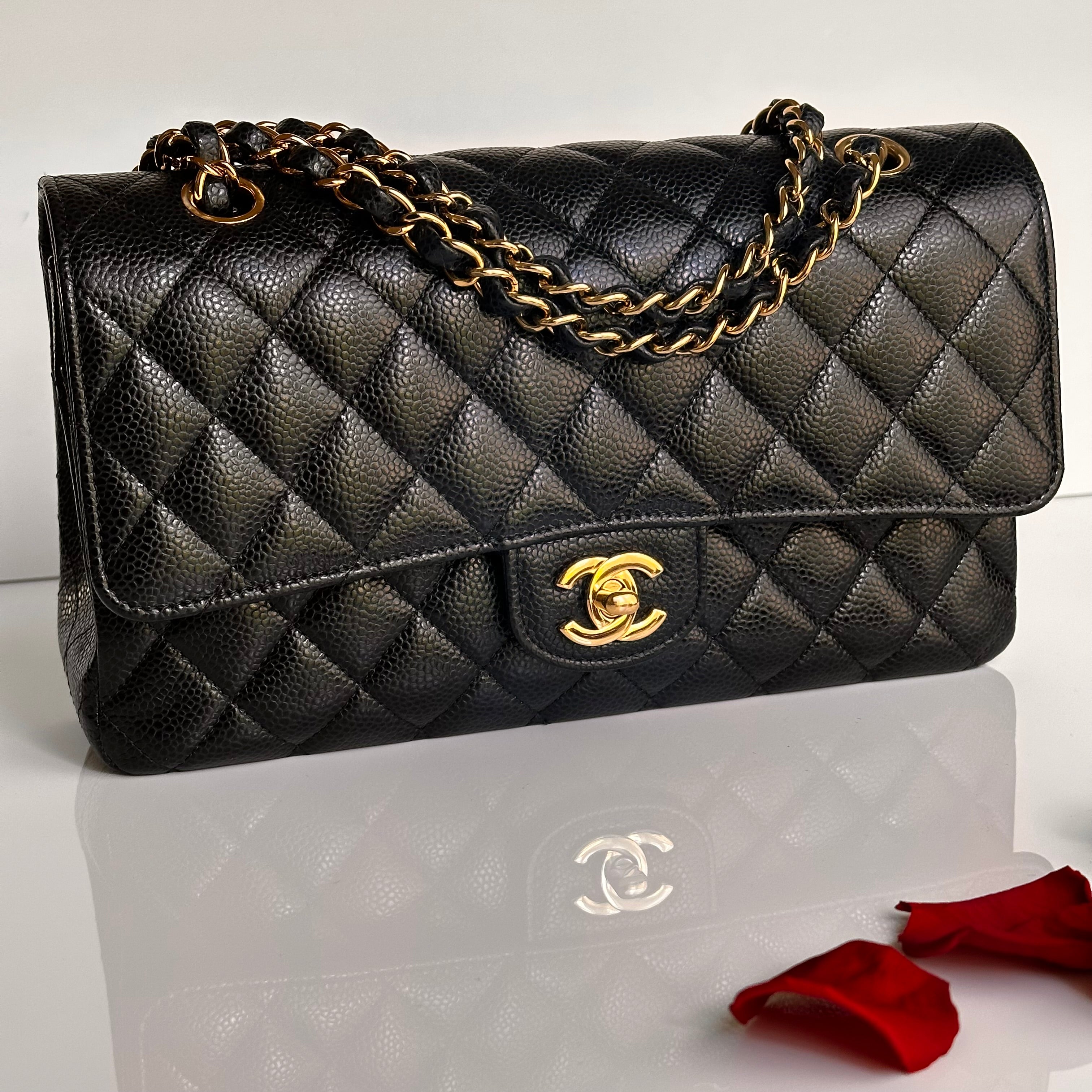 2022 Chanel Timeless Classic Medium Double Flap Black Caviar GHW