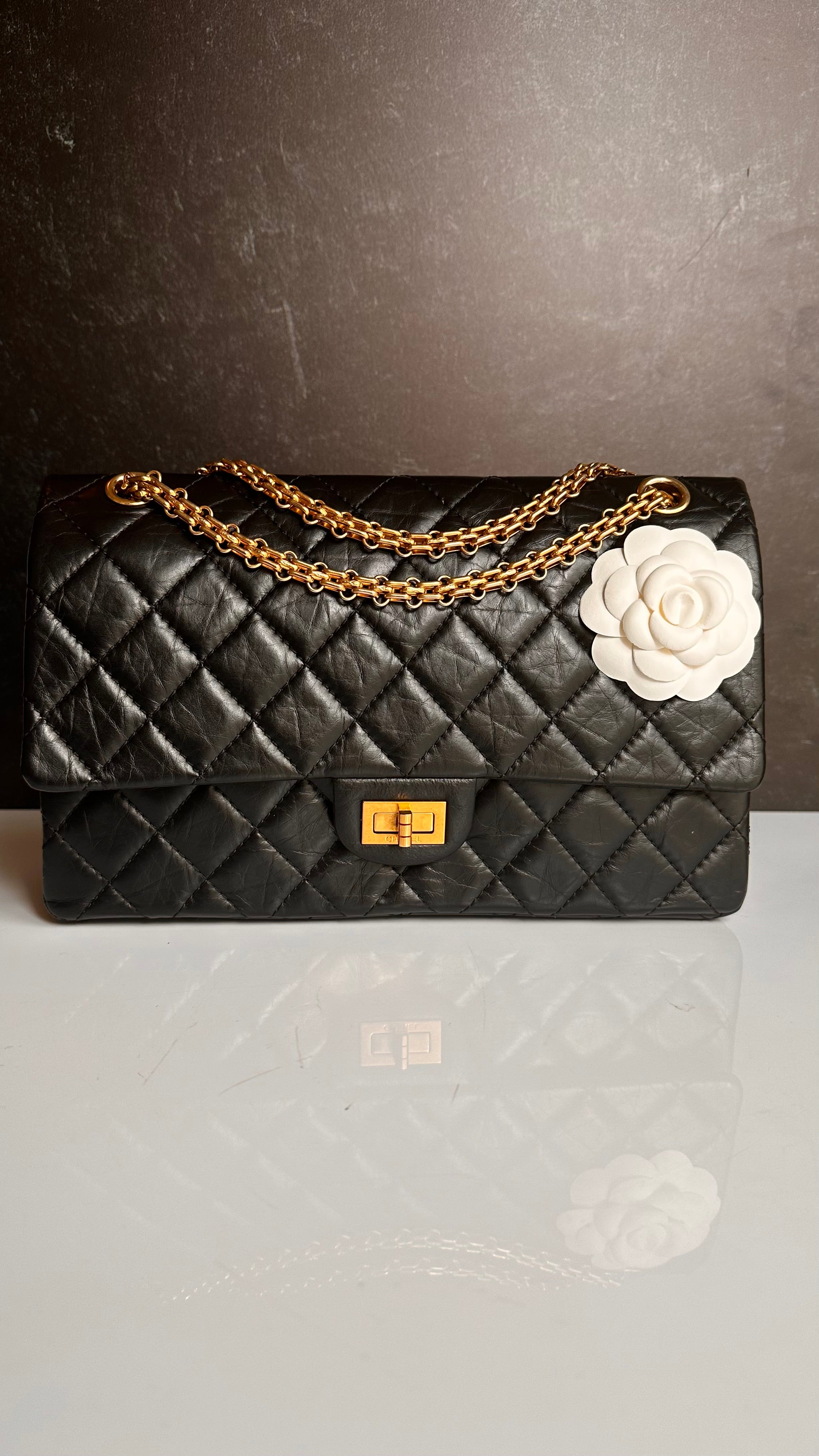 Chanel 2.55 Reissue Mademoiselle Flap Black Aged Calfskin GHW