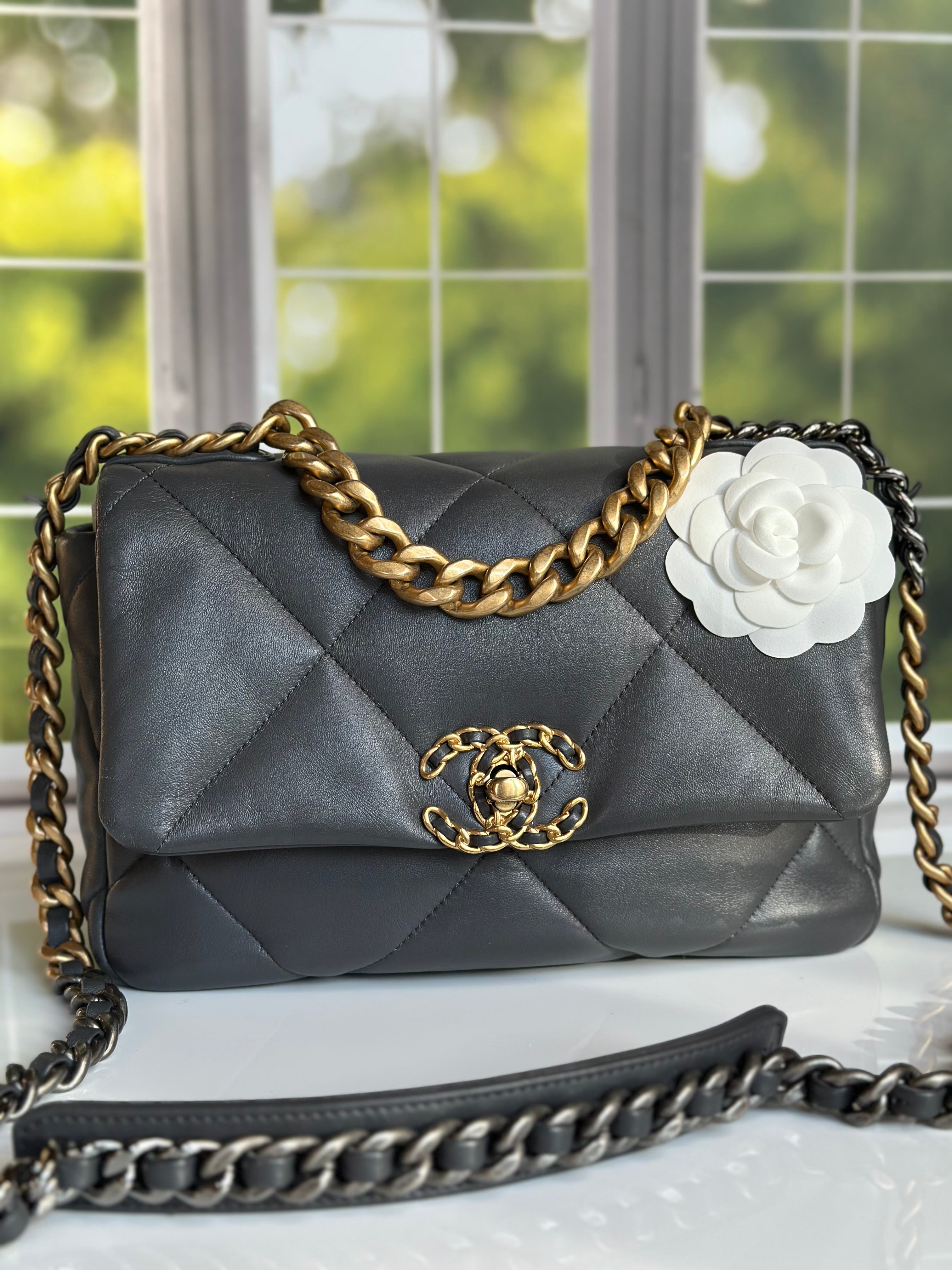 21B Chanel Small-Medium 19 Flap Dark Grey Lambskin