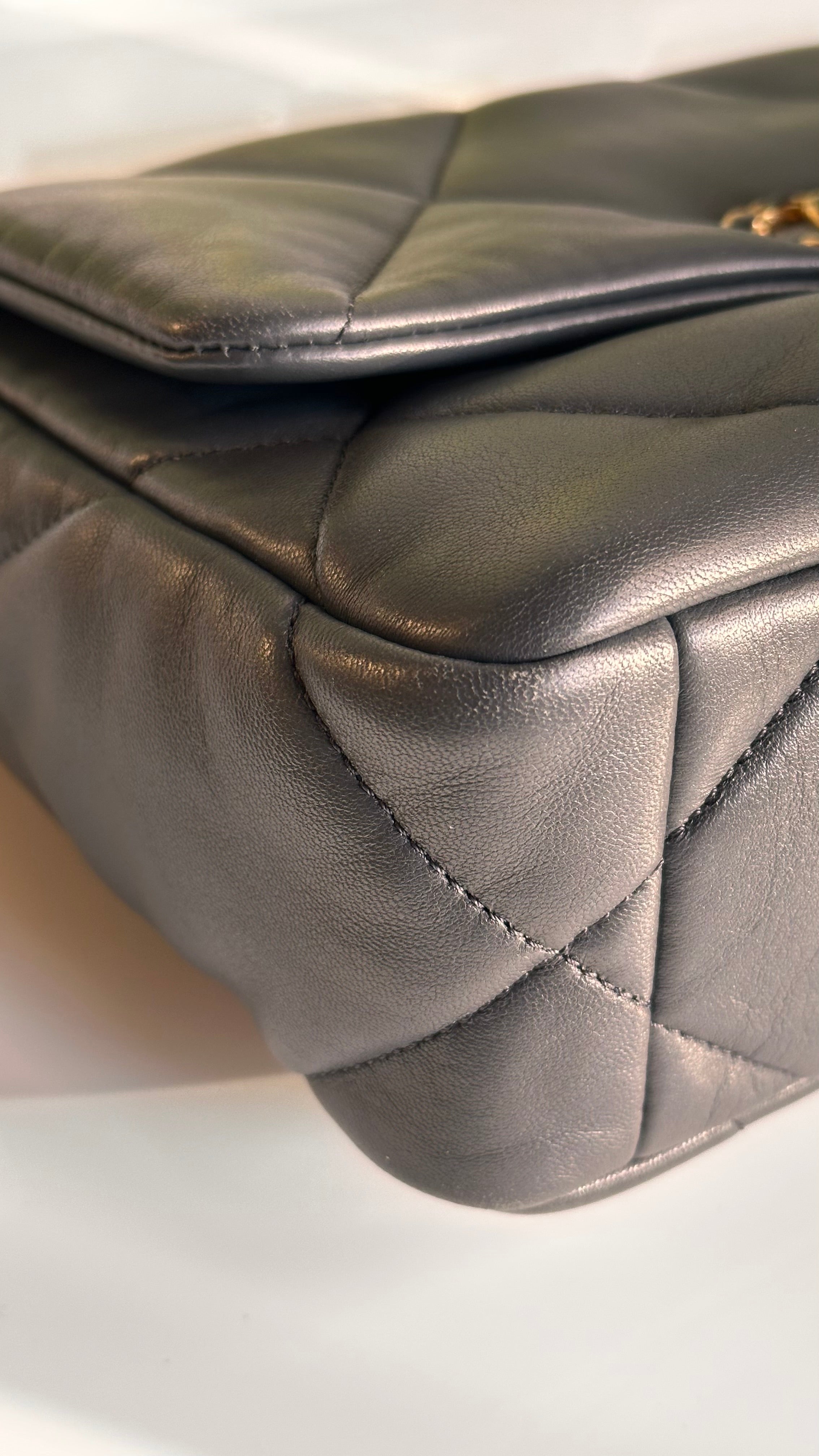 21B Chanel Small-Medium 19 Flap Dark Grey Lambskin