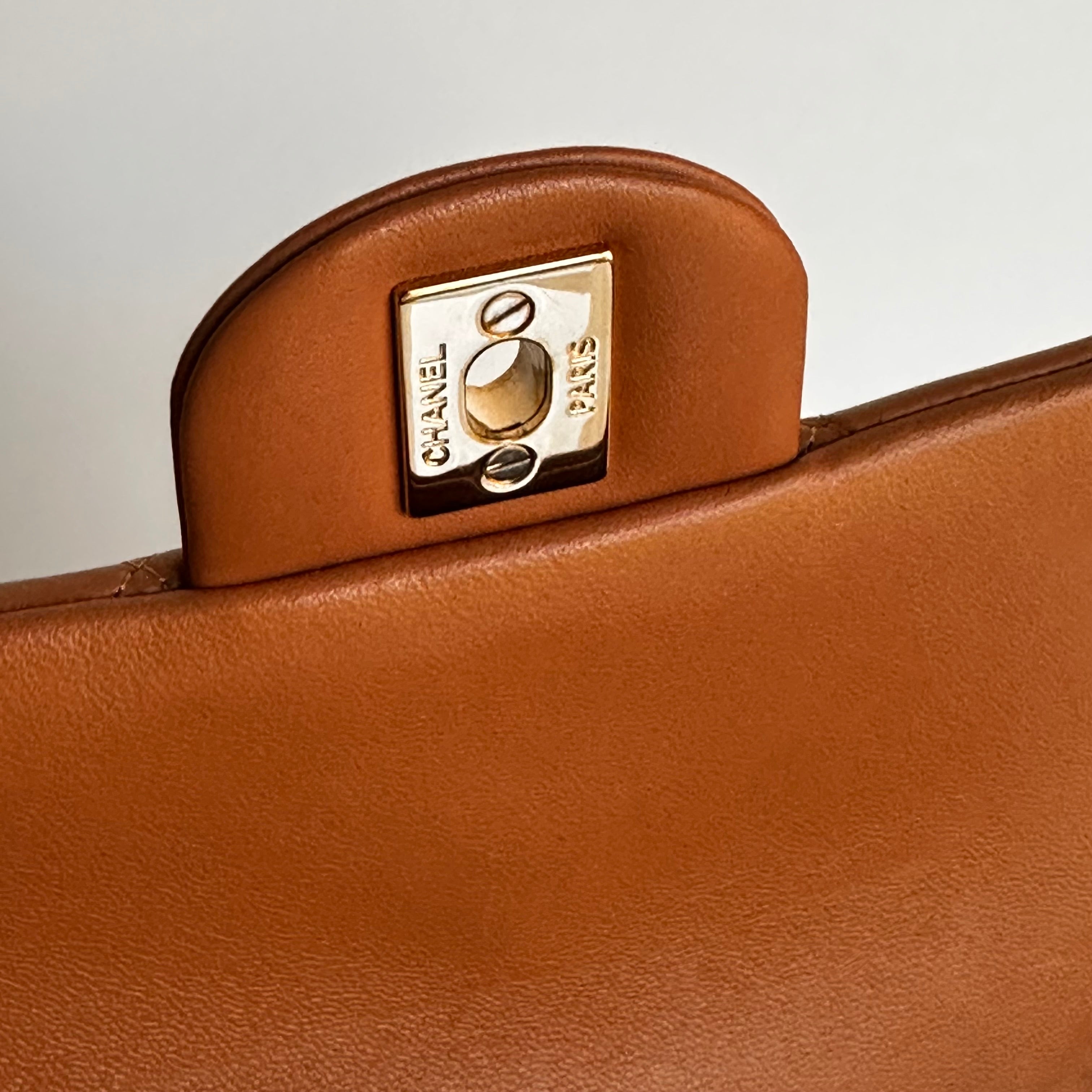 21P Chanel Mini Rectangular Classic Flap Caramel Brown Lambskin LGHW
