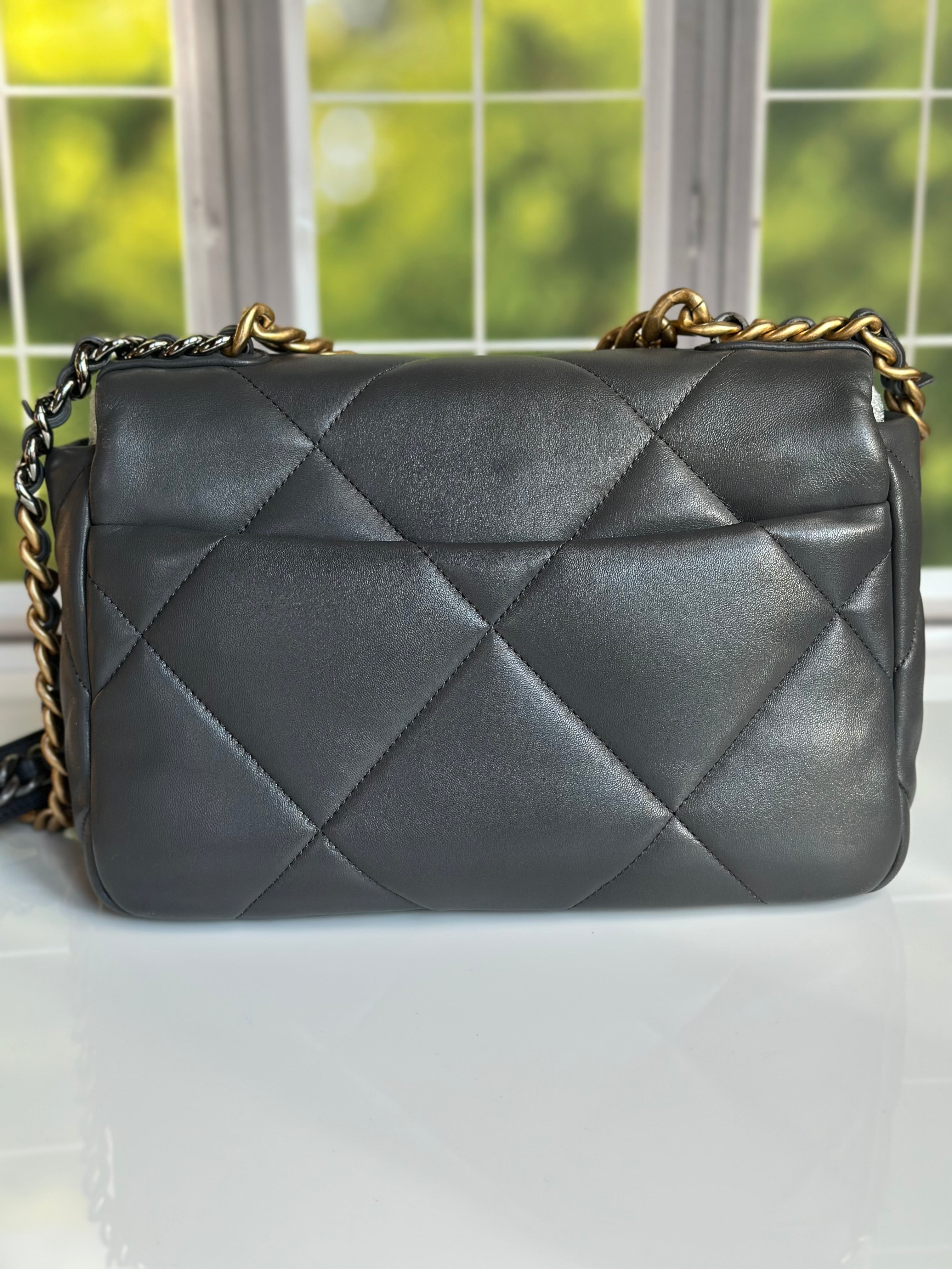 21B Chanel Small-Medium 19 Flap Dark Grey Lambskin