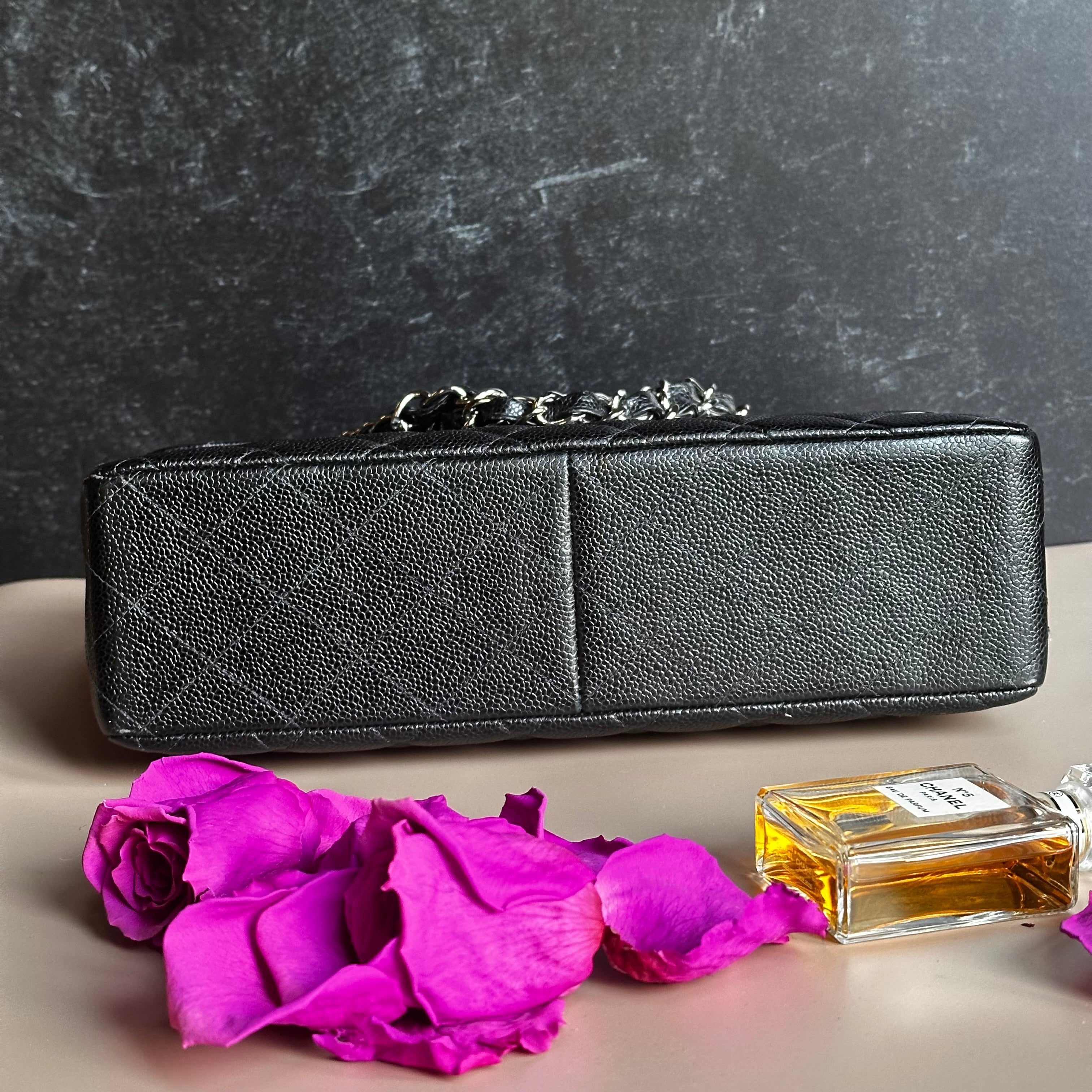 2001 Chanel Vintage Jumbo Black Caviar SHW