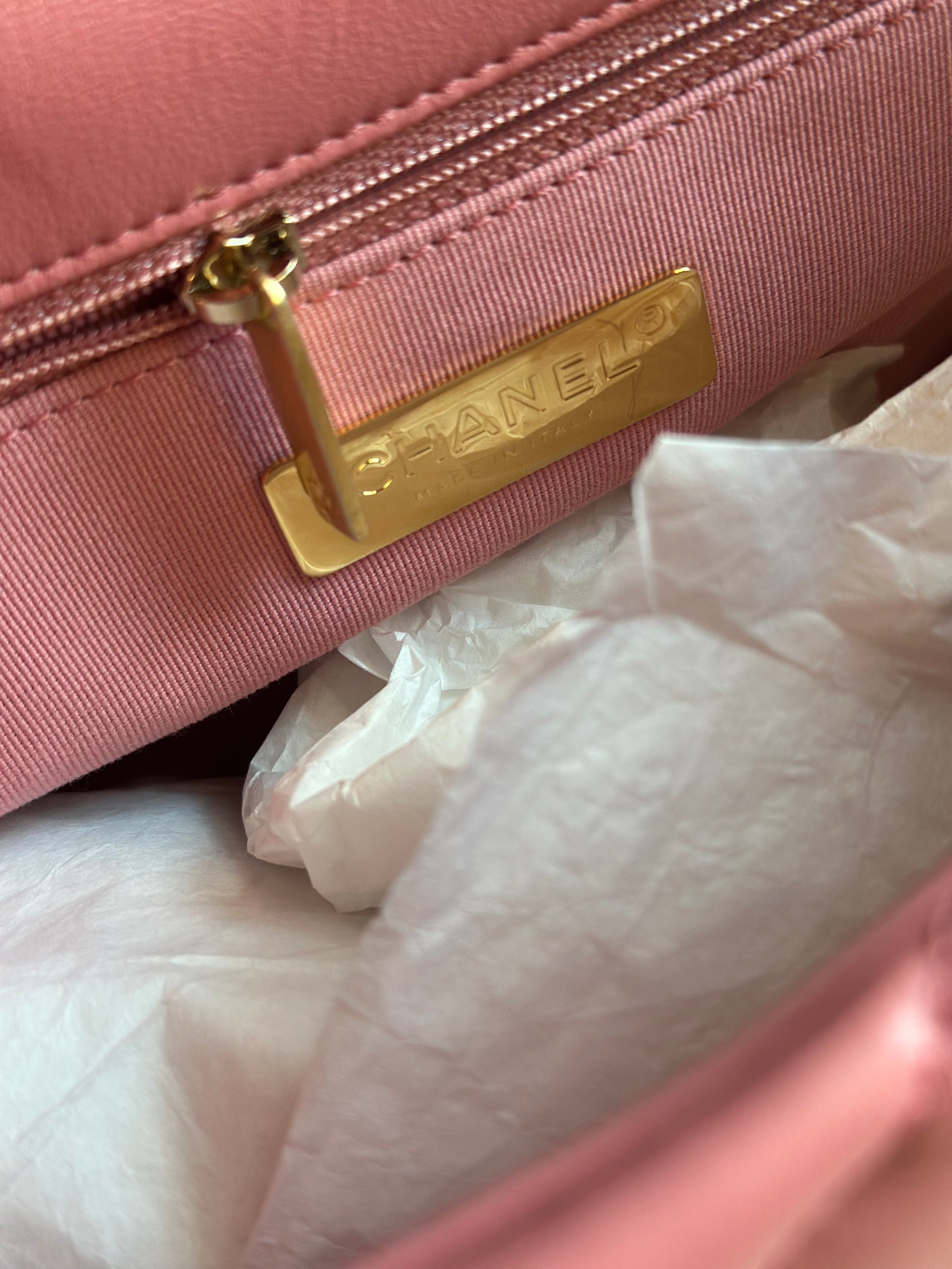 22A Chanel Medium 19 Pink Flap Lambskin Trio Mix Hardwares