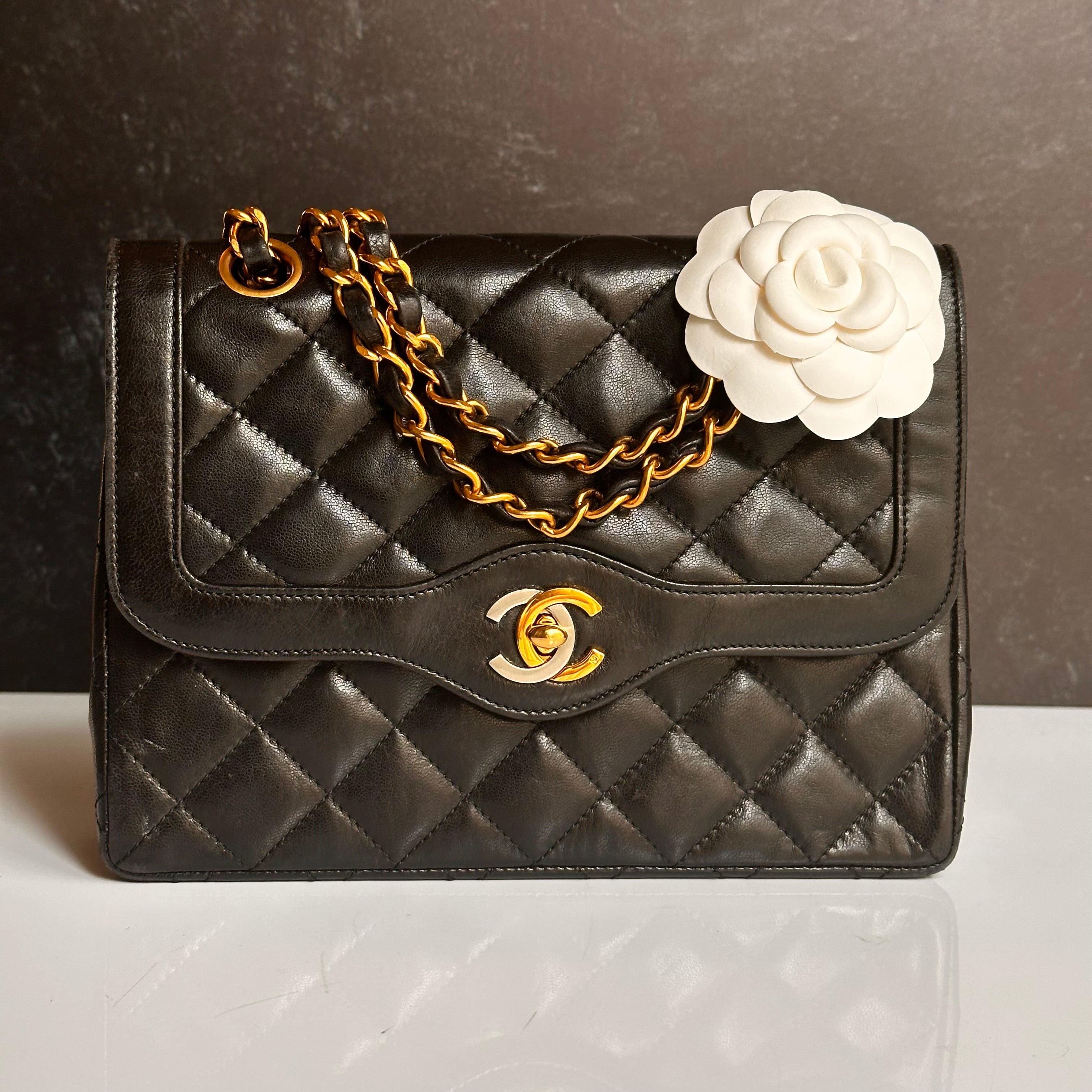 Chanel Vintage Small Paris Flap Black Lambskin 24K GHW