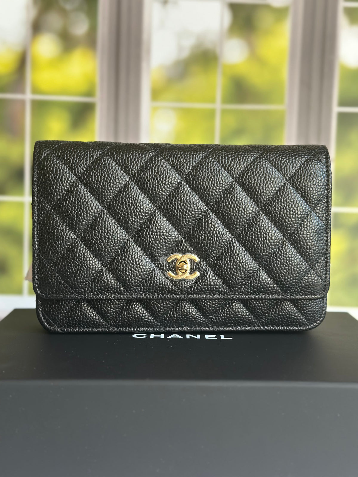 Newest Edition Chanel Wallet on Chain w/ Turnlock Clasp Black Caviar GHW