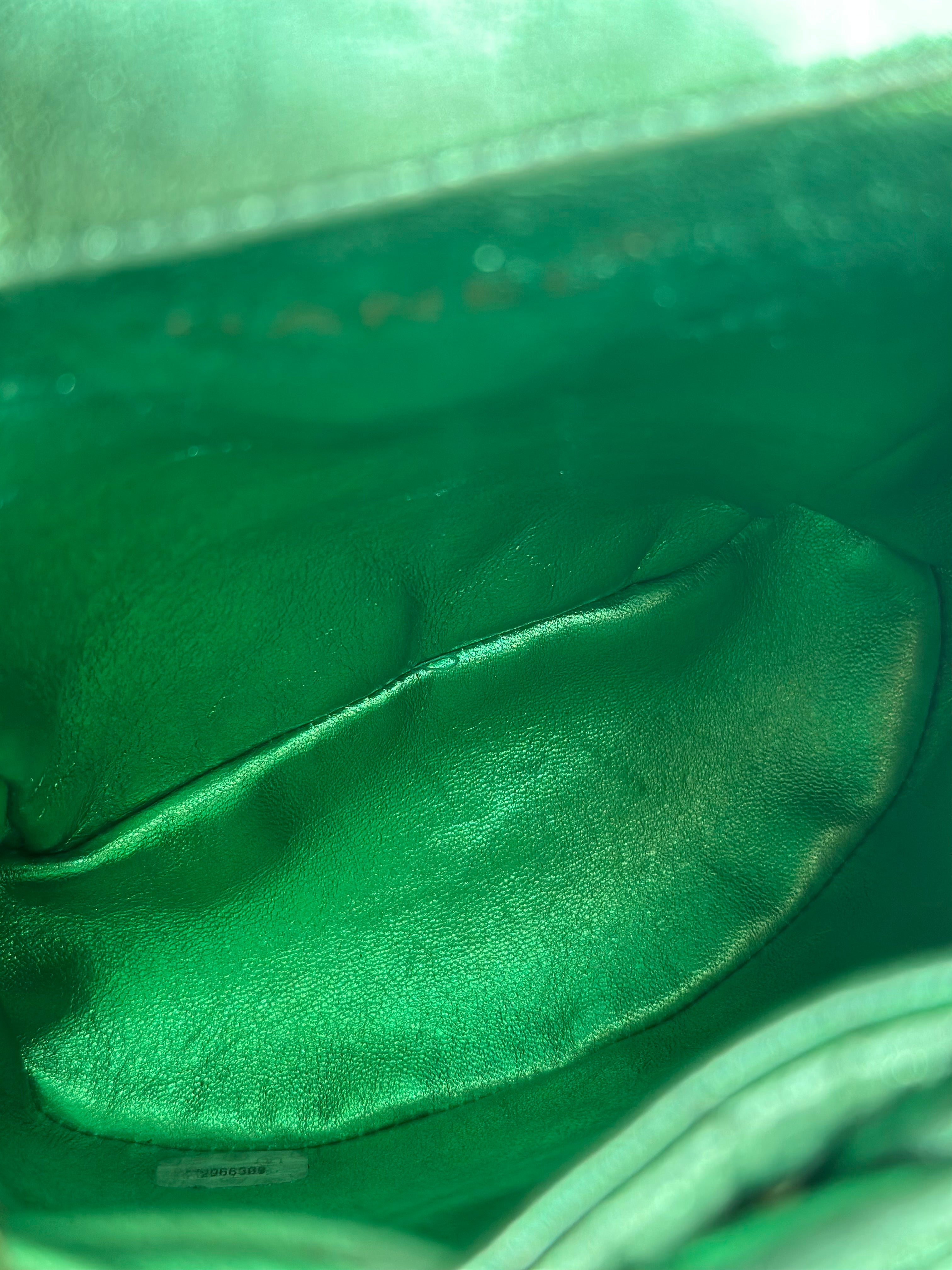 1994 Chanel Mini Duma Backpack Metallic Green Lambskin & 24K Gold Plated Hardware