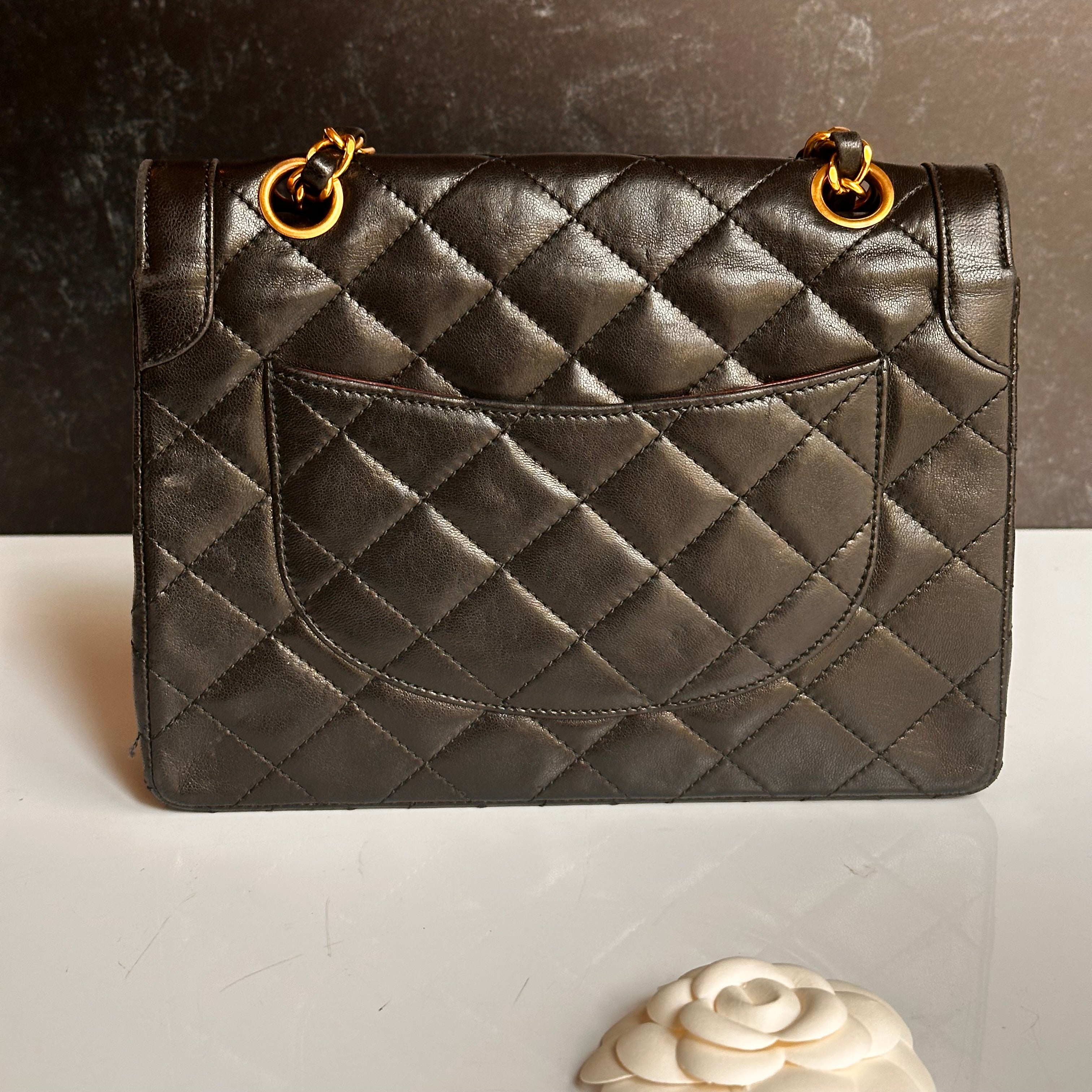Chanel Vintage Small Paris Flap Black Lambskin 24K GHW