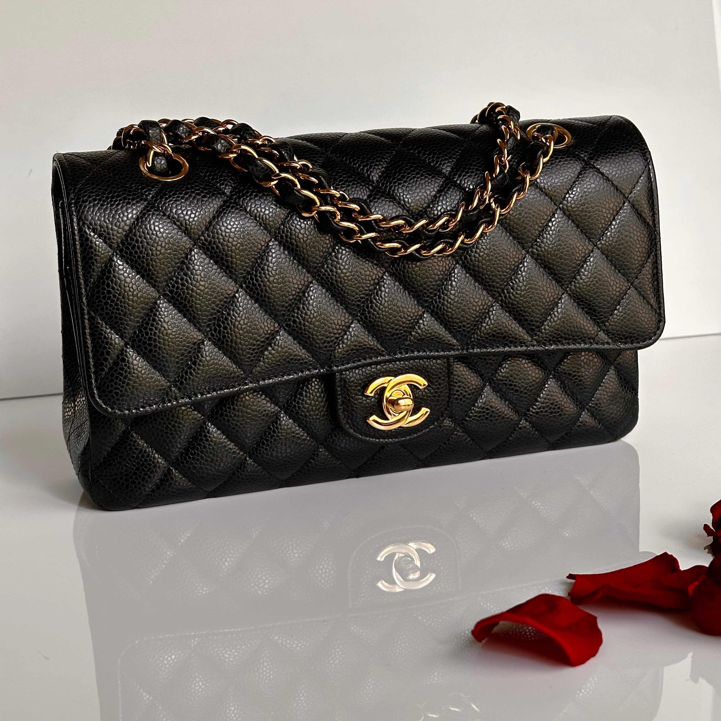 2022 Chanel Timeless Classic Medium Double Flap Black Caviar GHW