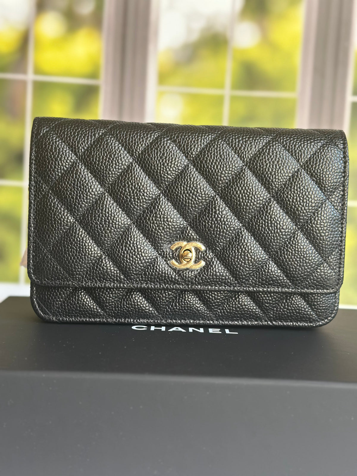 Newest Edition Chanel Wallet on Chain w/ Turnlock Clasp Black Caviar GHW