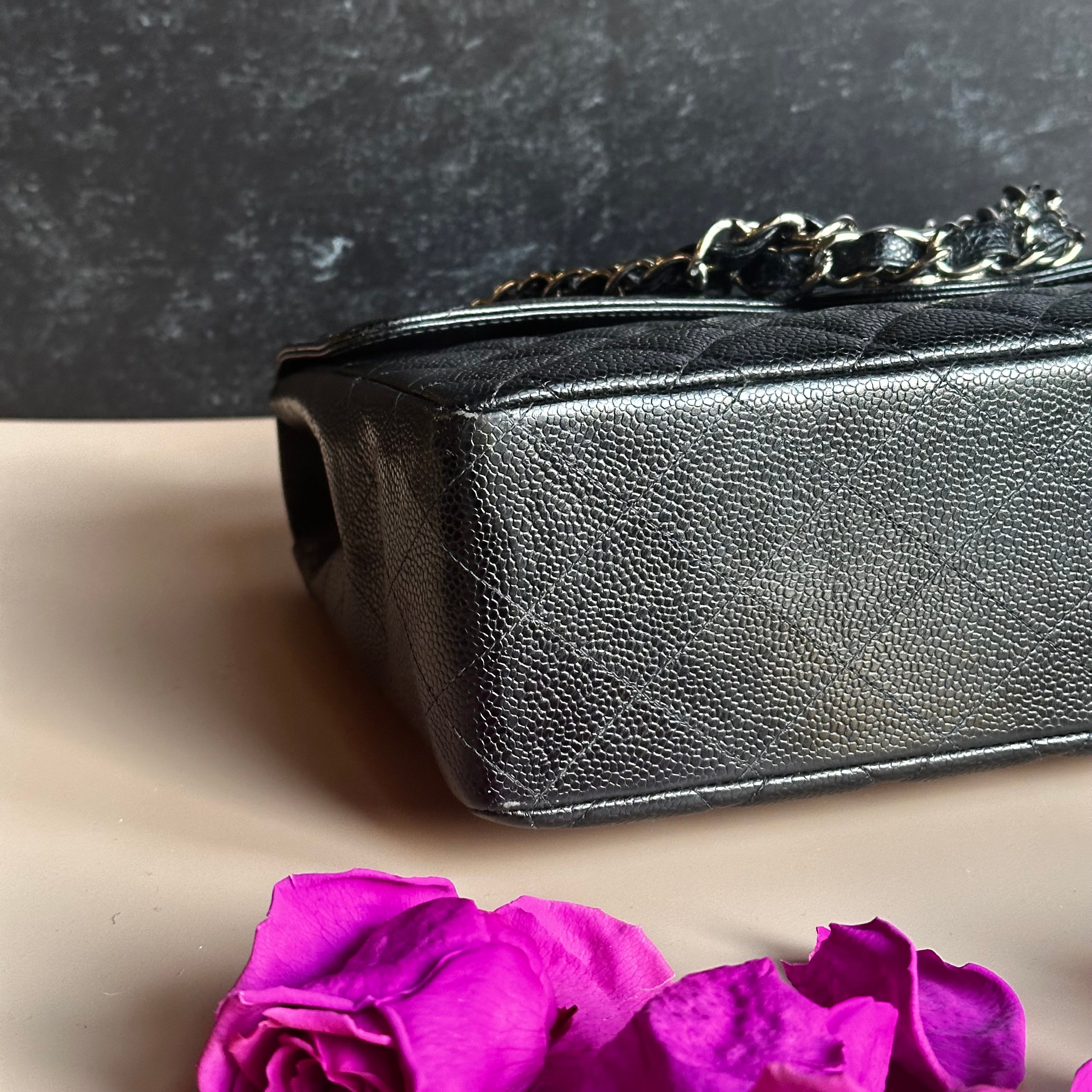 2001 Chanel Vintage Jumbo Black Caviar SHW