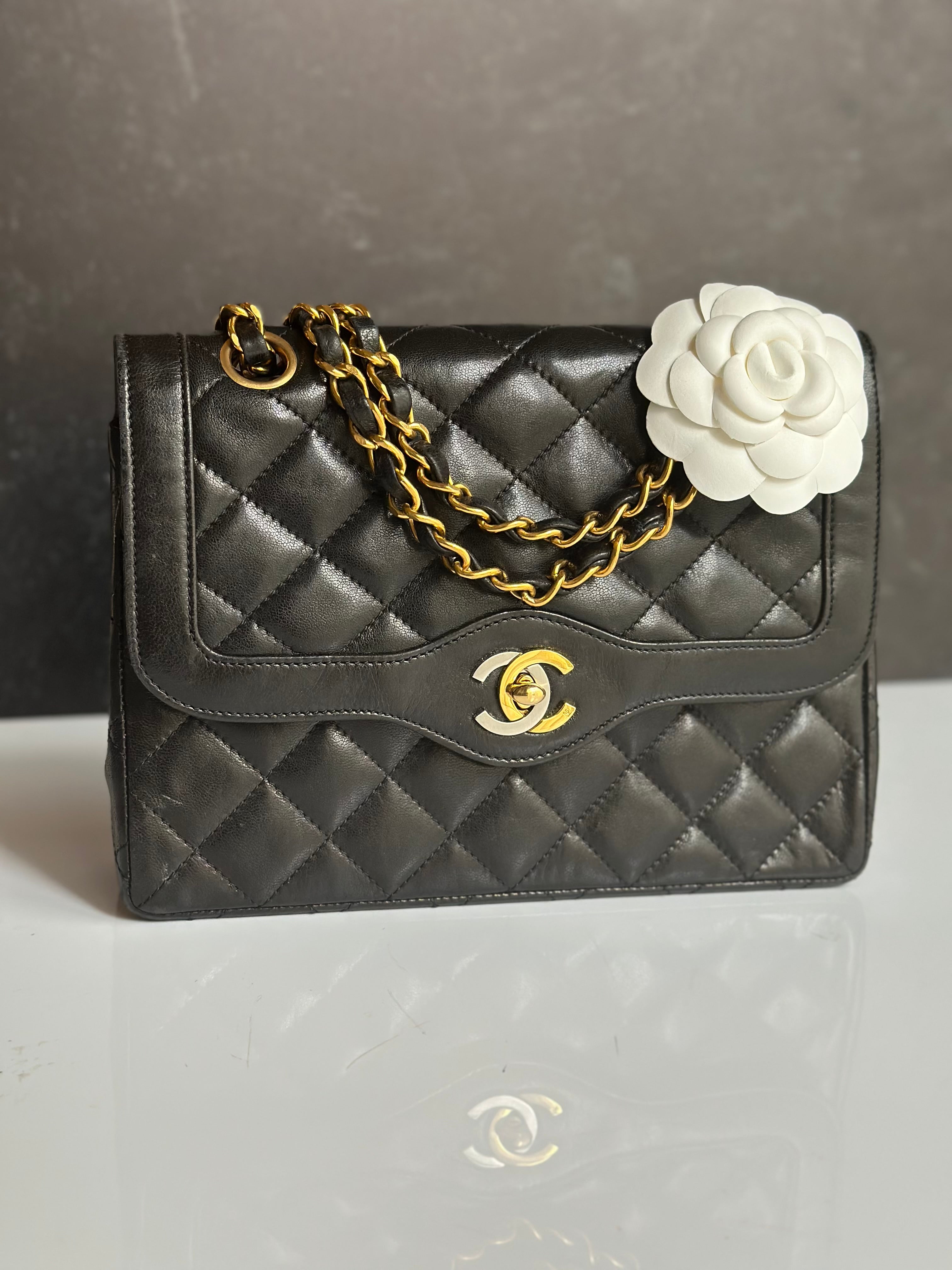 Chanel Vintage Small Paris Flap Black Lambskin 24K GHW
