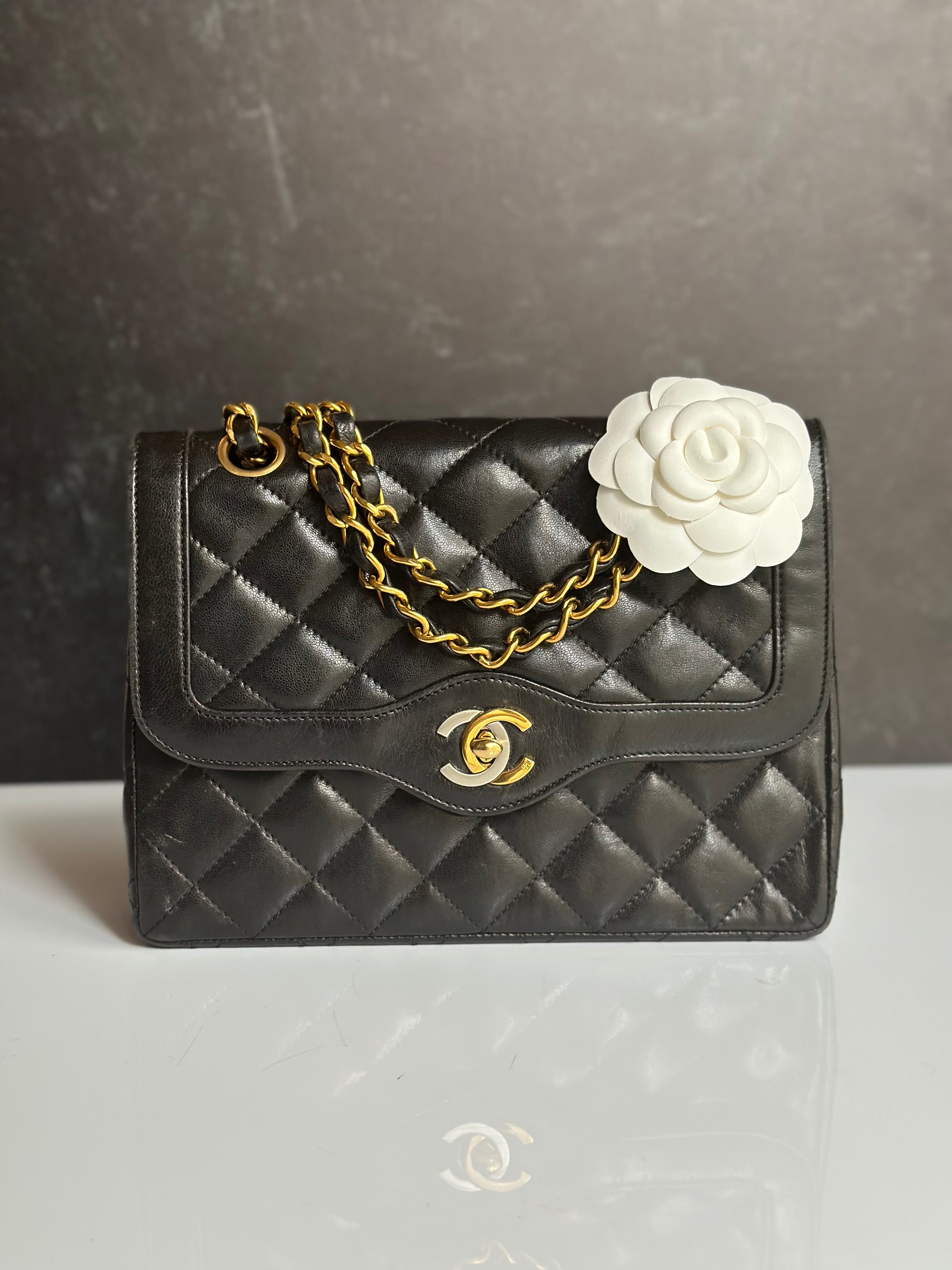 Chanel Vintage Small Paris Flap Black Lambskin 24K GHW